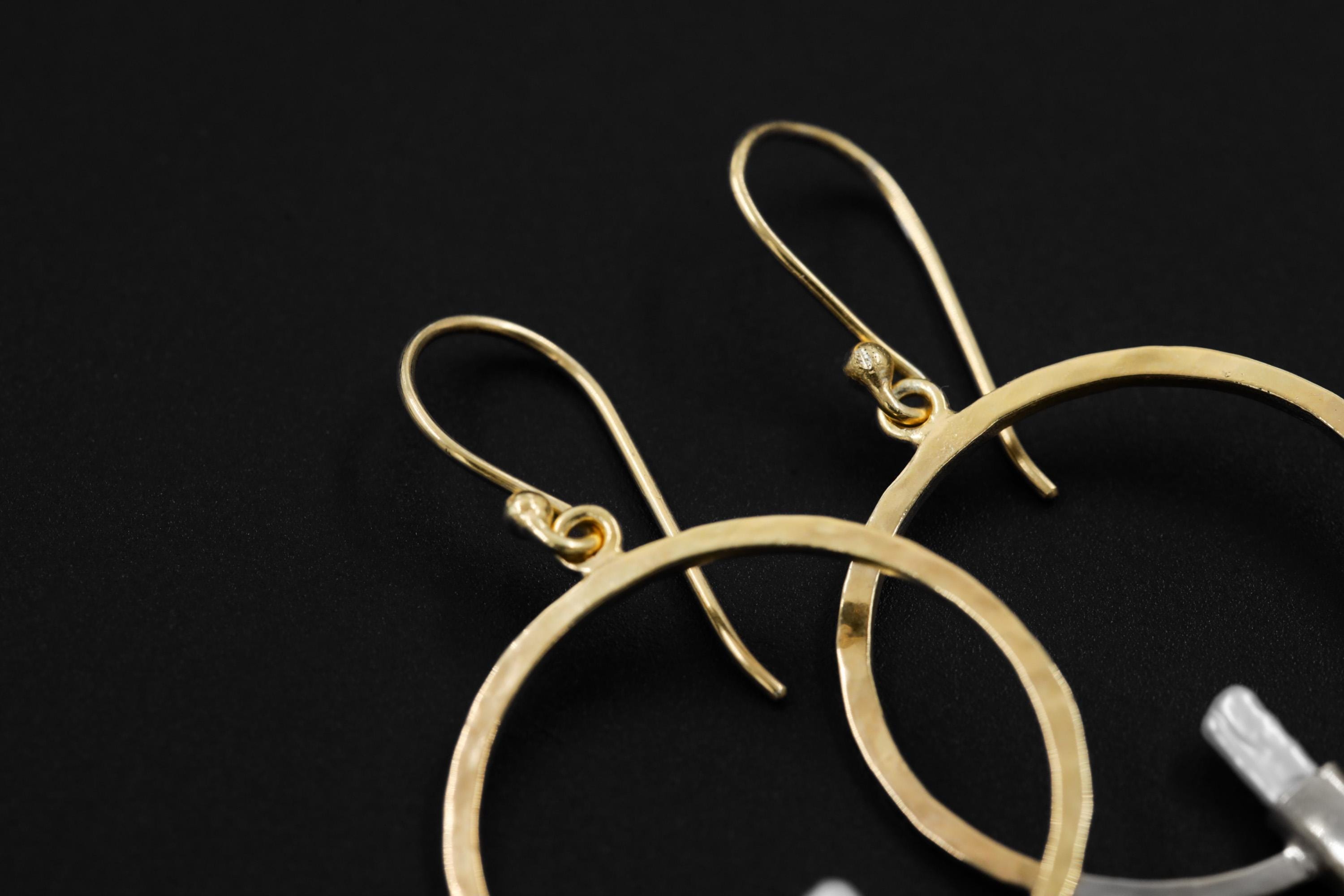 Long Baroque Pearl Dangle Hoop Earrings Hammer Textured Sterling Silver 18k Gold Plated Circle Portal Cancer Zodiac Third Eye Unique Gift