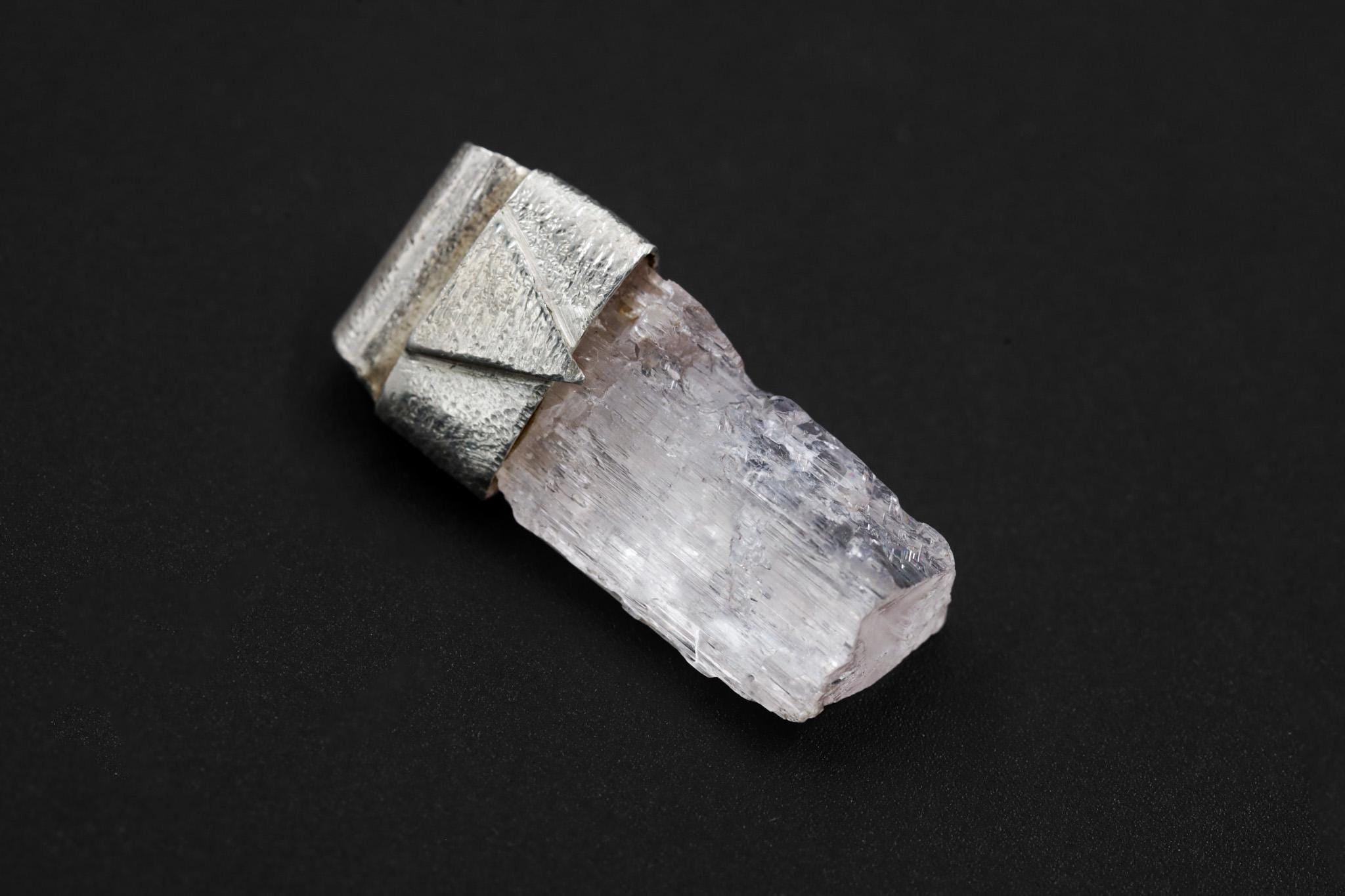 Pink Kunzite Stack Pendant 925 Sterling Silver Spodumene Necklace Heart Throat Chakra Layering Jewelry Gift