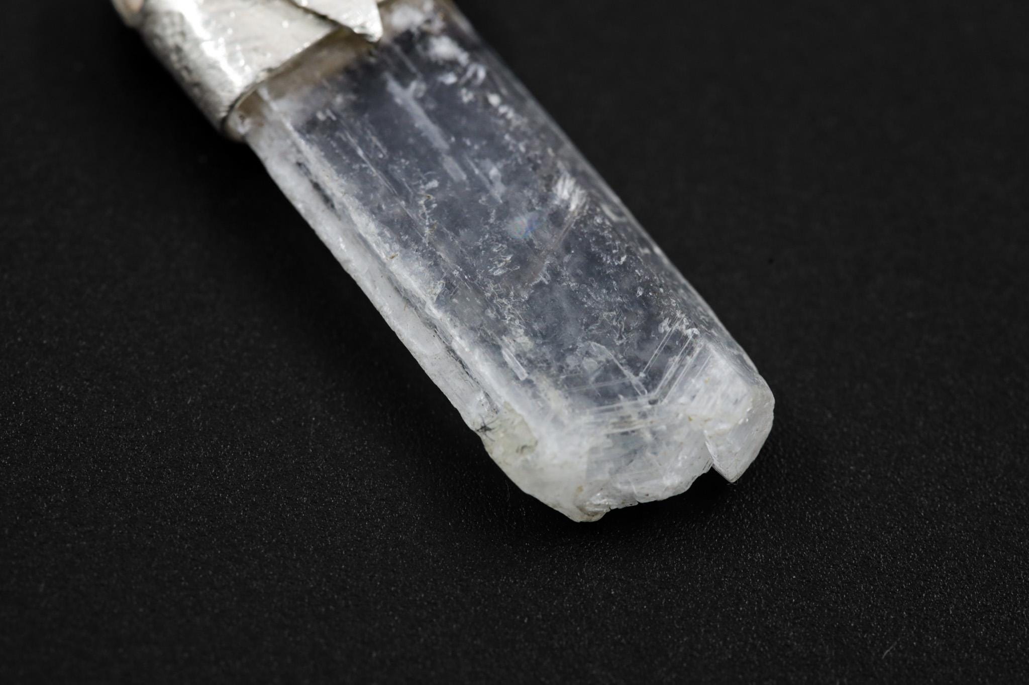 Selenite Crystal Stack Pendant: Sterling Silver Textured Bezel
