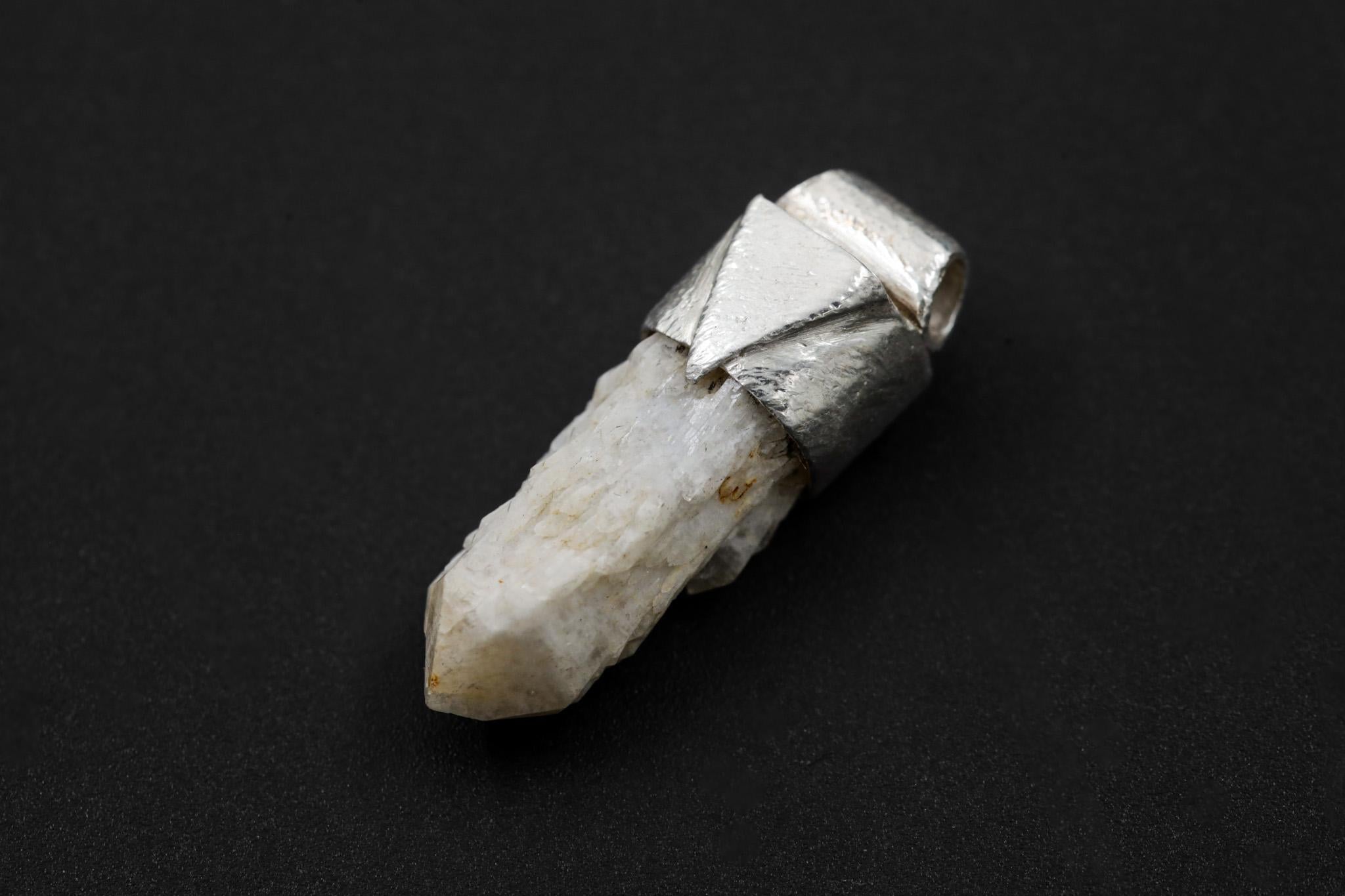 Australian Drusy Cathedral Candle Quartz Point Stack Pendant, Organic Textured Sterling Silver, Crown Chakra,Aquarius, Spiritual,Unique Gift