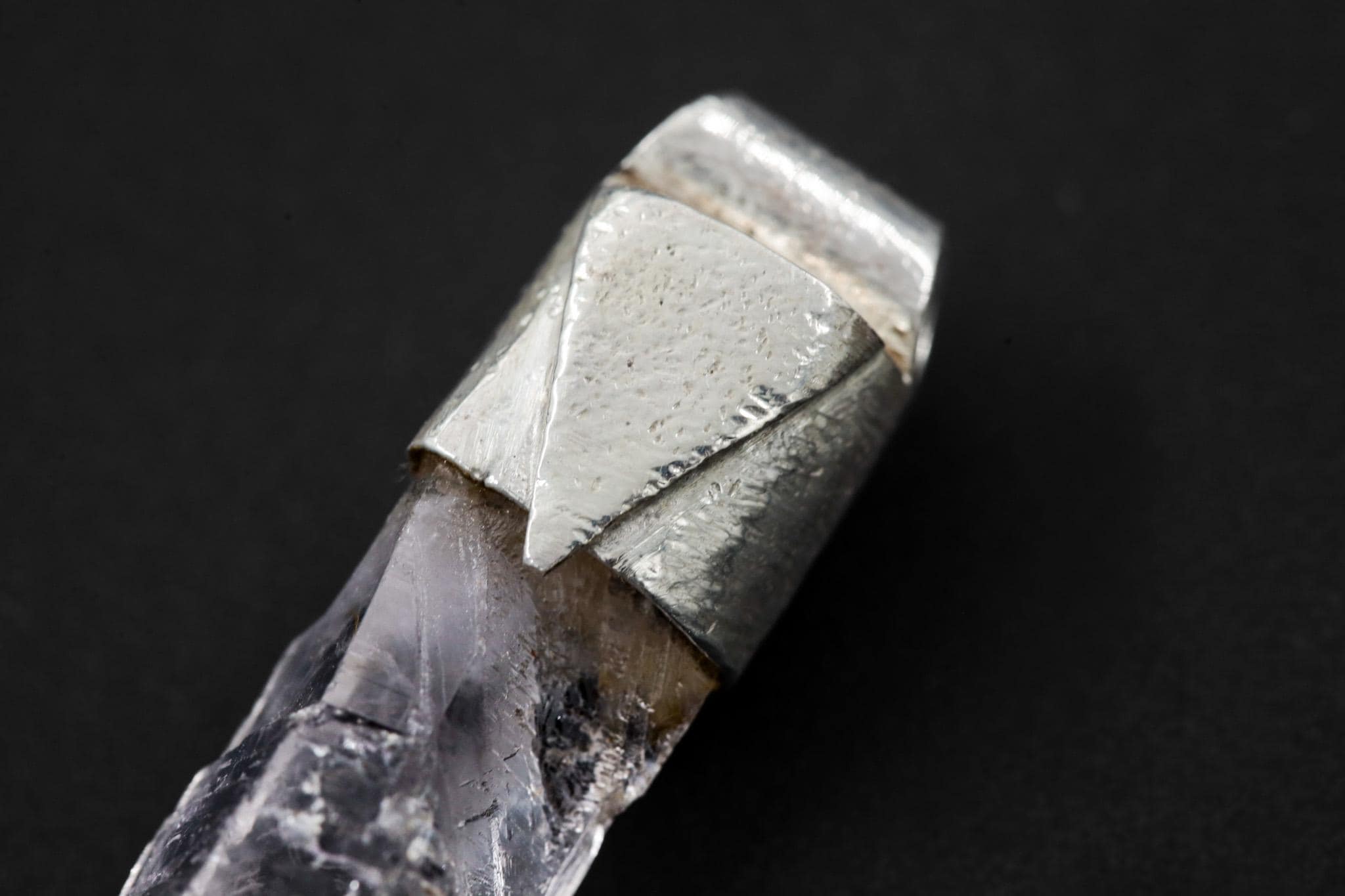 Light Anhydro Lemurian Vera Cruz Amethyst Laser Point Stack Pendant, Organic Textured Sterling Silver, Crown Chakra, Aquarius, Unique Gift