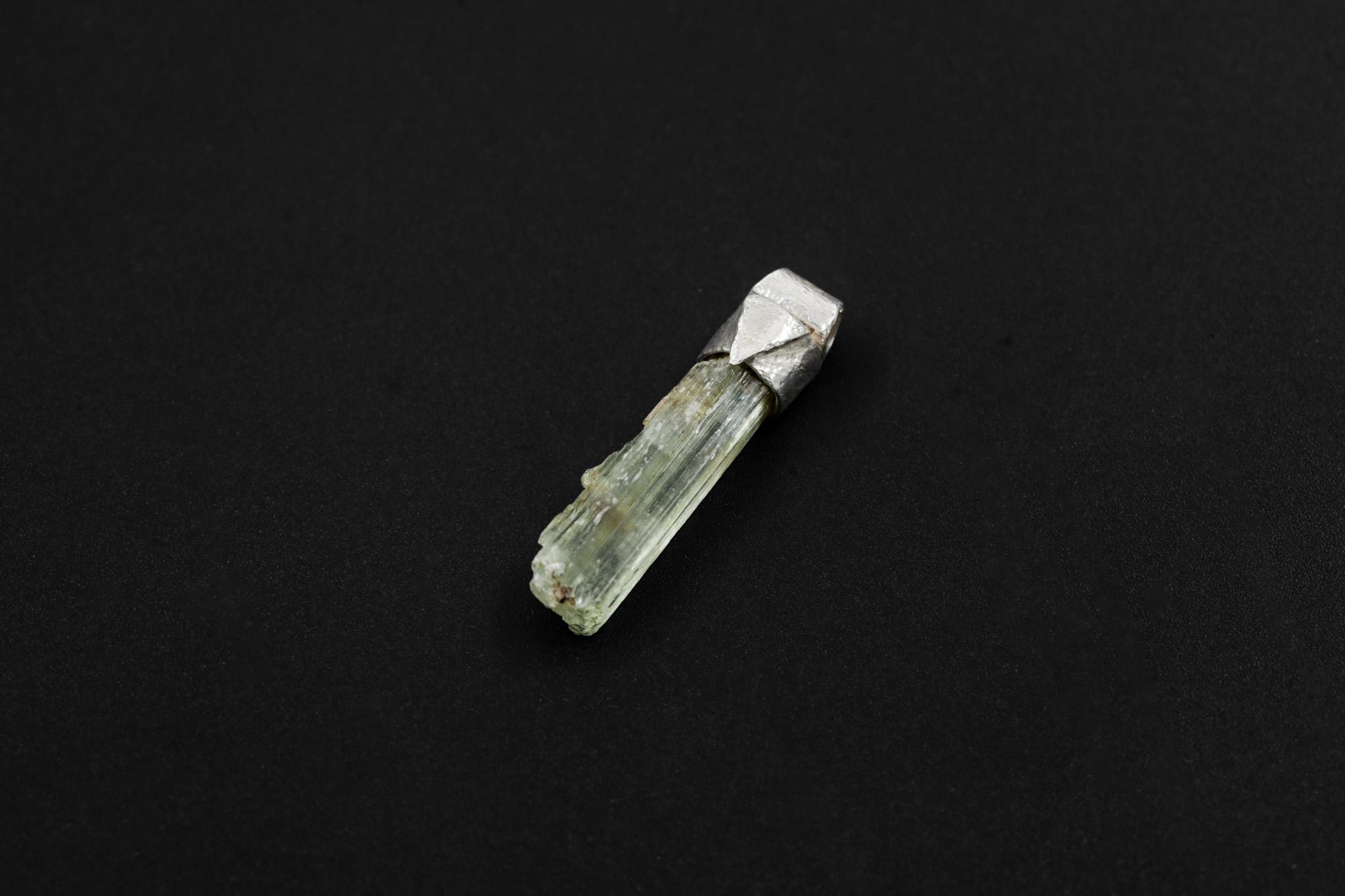 Skeletal Aquamarine Crystal Pendant: Organic Sterling Silver, Calming Energy