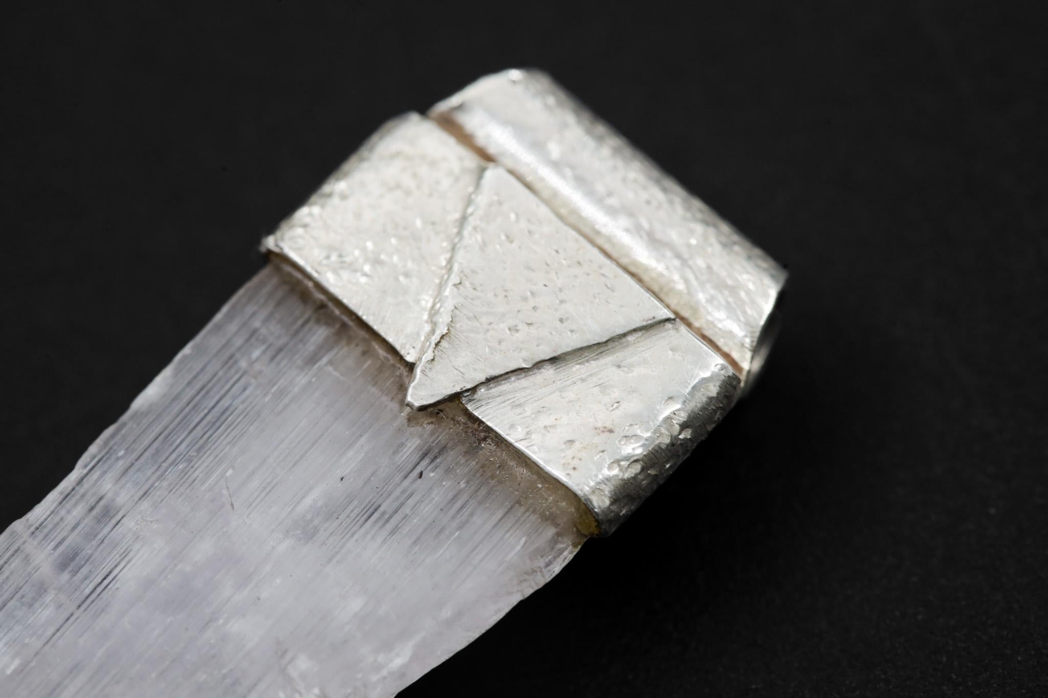 Spodumene Crystal Stack Pendant: Organic Sterling Silver, Spiritual Clarity