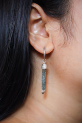 Single Hoop Earring with Himalayan Chlorite Quartz, Sterling Silver, Shiny and Texture Finished, Boho Chic, Chakra Energy Jewelry NO/03