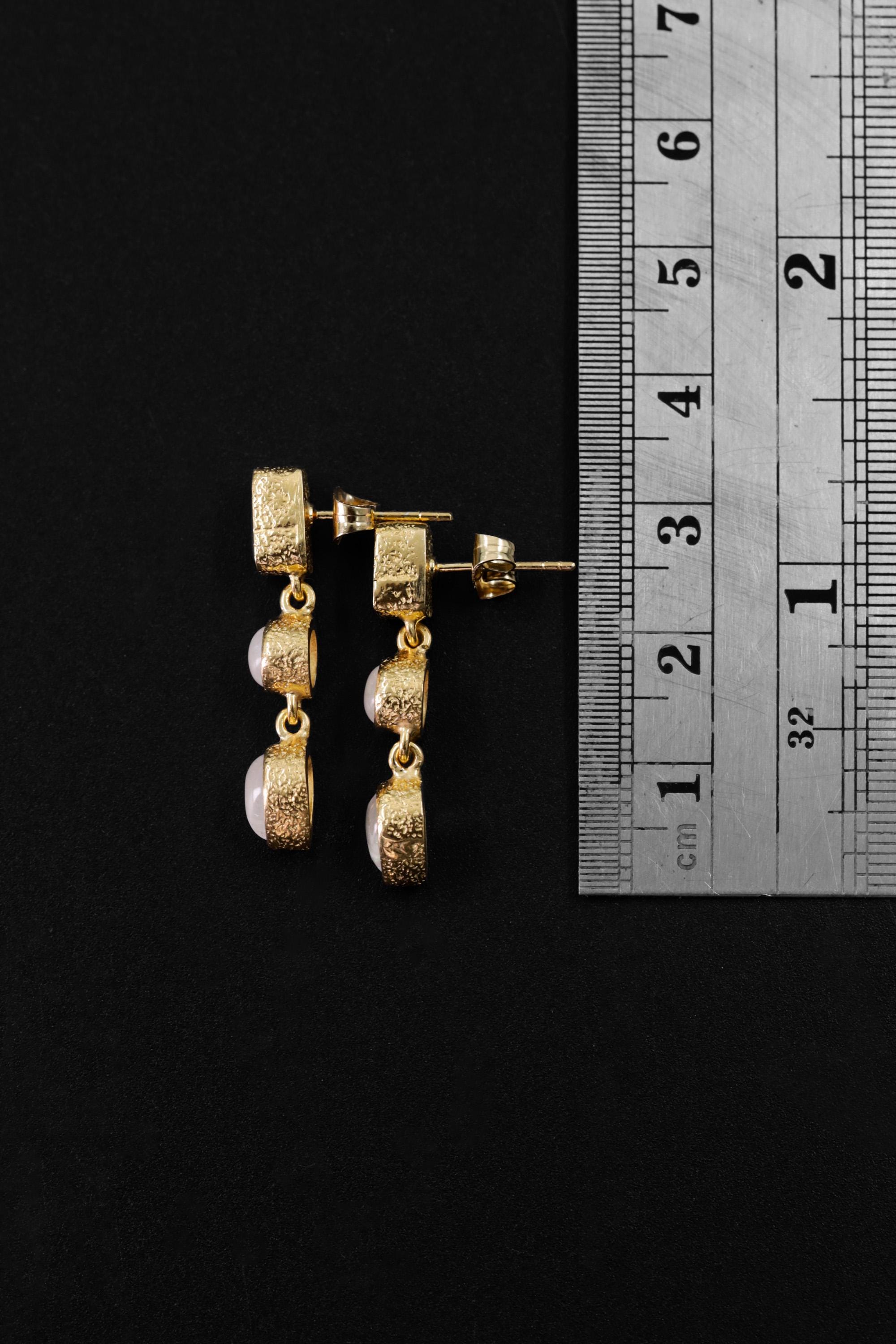 Amethyst & Moonstone Earrings with Sand Textured Sterling Silver Stud, 18K Gold Plated 3 Micron, Intuition and Chakra Healing, Unique Gift