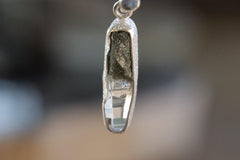 Sterling Silver Himalayan Quartz Pendant: Opal Accent, Sand Texture