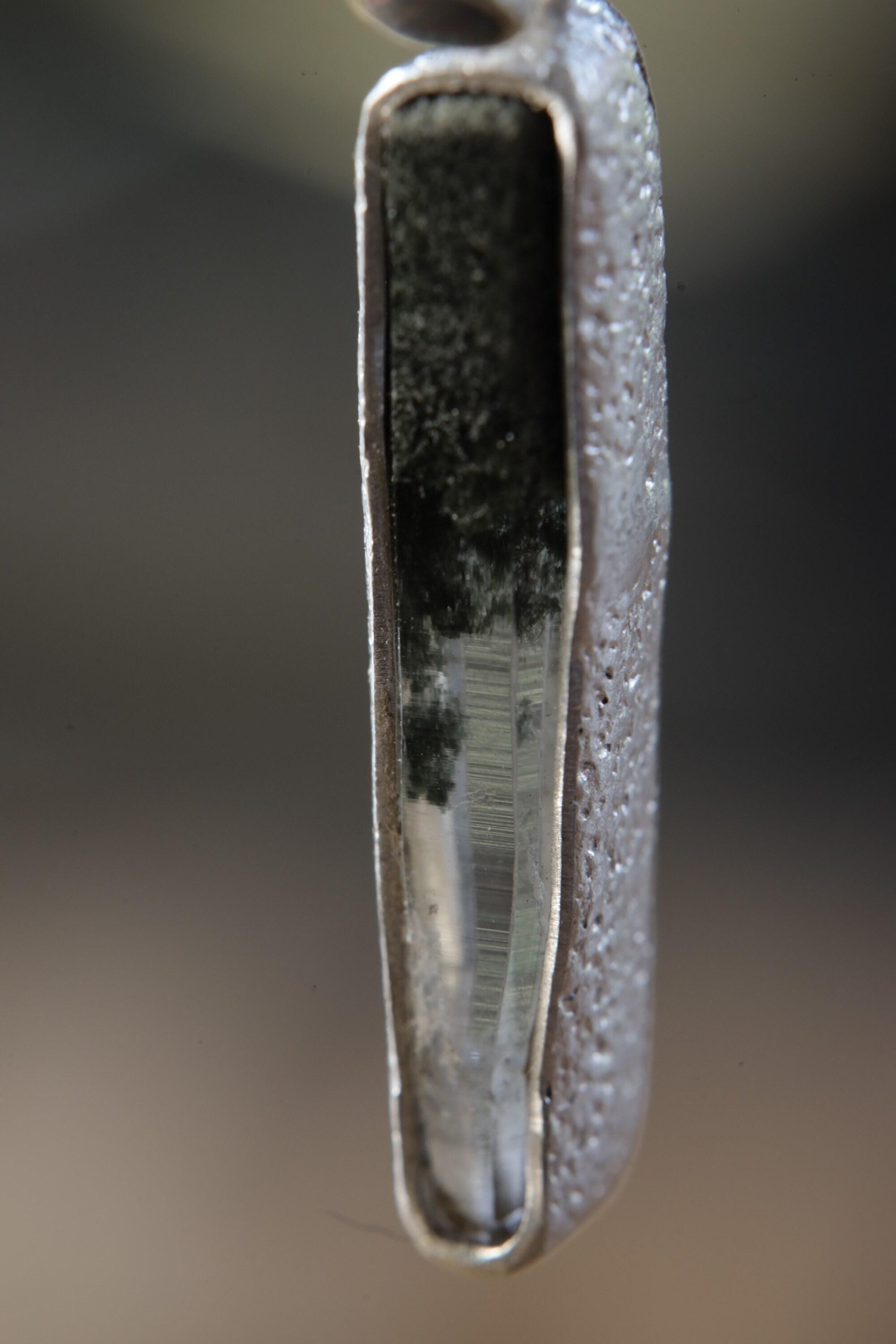 Sterling Silver Pendant with Himalayan Chlorite Quartz with White Rutile and Opal - High Shine & Sand Textured - NO/01