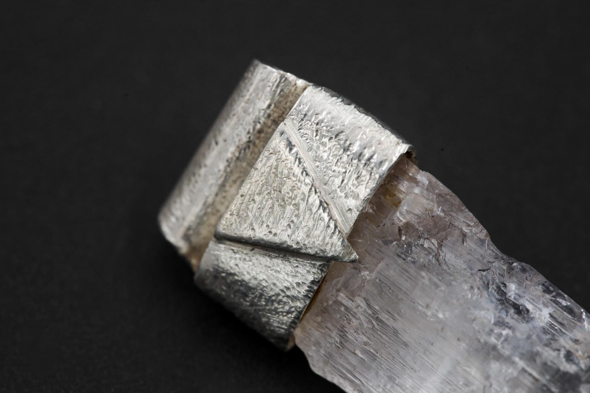 Kunzite Crystal Pendant: Sterling Silver Spodumene, Crown Chakra
