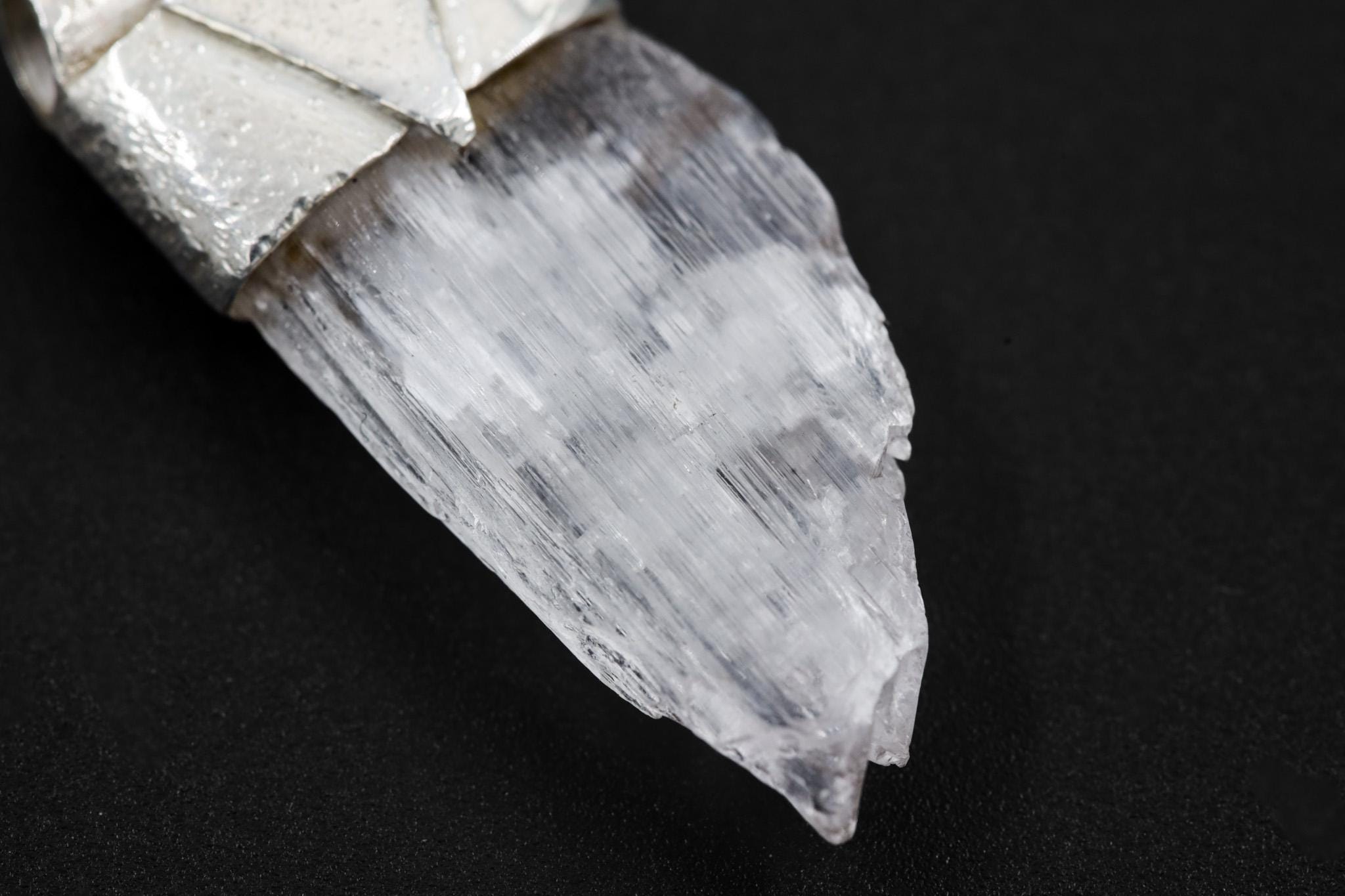 Kunzite Crystal Pendant: Sterling Silver, Heart Chakra Healing