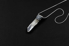 Clear Lemurian Quartz Point Pendant, Oxidized Hammered Sterling Silver, Stackable Crystal Necklace, Crown Chakra, Unique Gift, NO/24