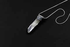 Clear Lemurian Quartz Point Pendant, Oxidized Hammered Sterling Silver, Stackable Crystal Necklace, Crown Chakra, Unique Gift, NO/24