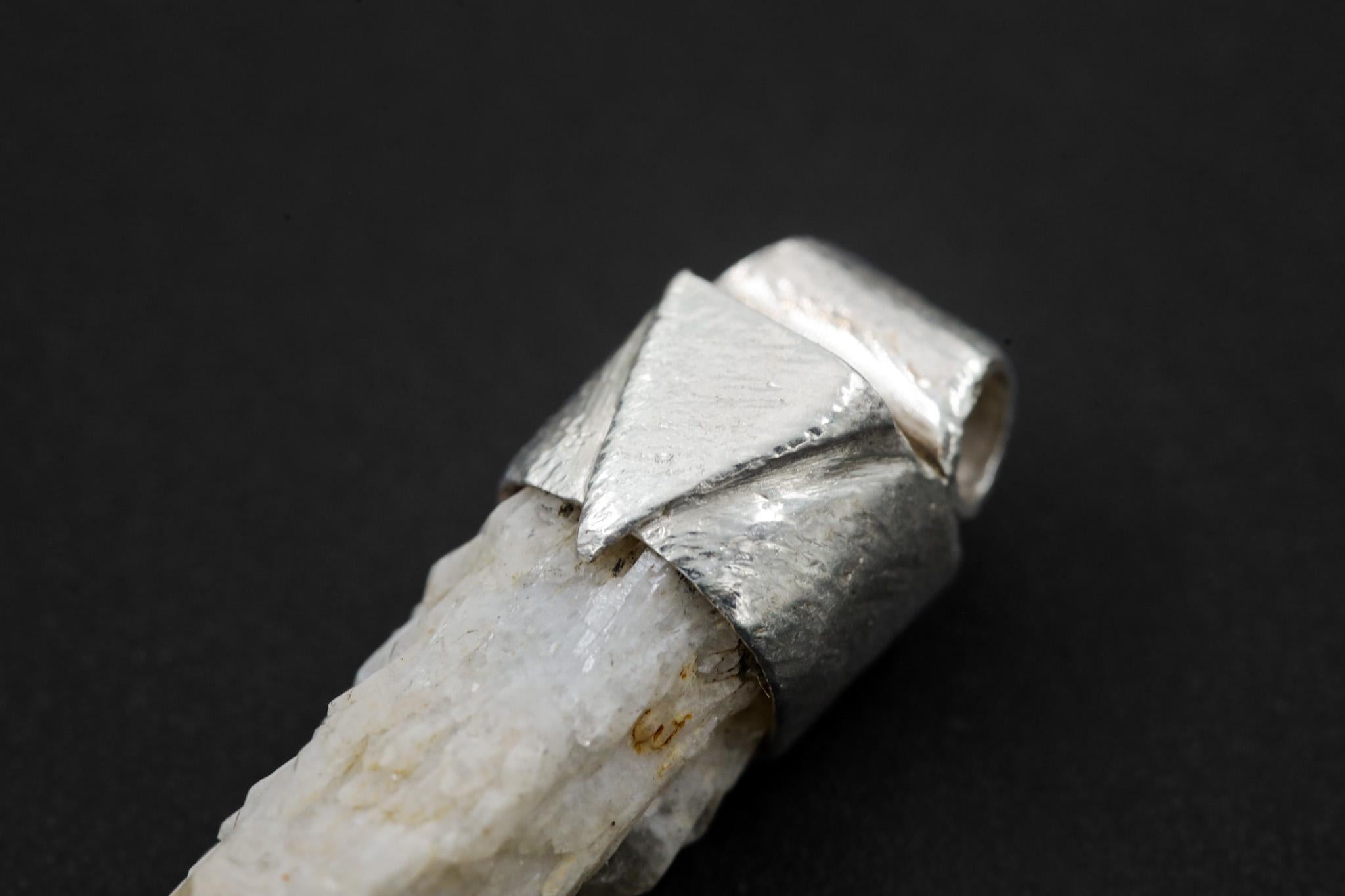 Australian Drusy Cathedral Candle Quartz Point Stack Pendant, Organic Textured Sterling Silver, Crown Chakra,Aquarius, Spiritual,Unique Gift