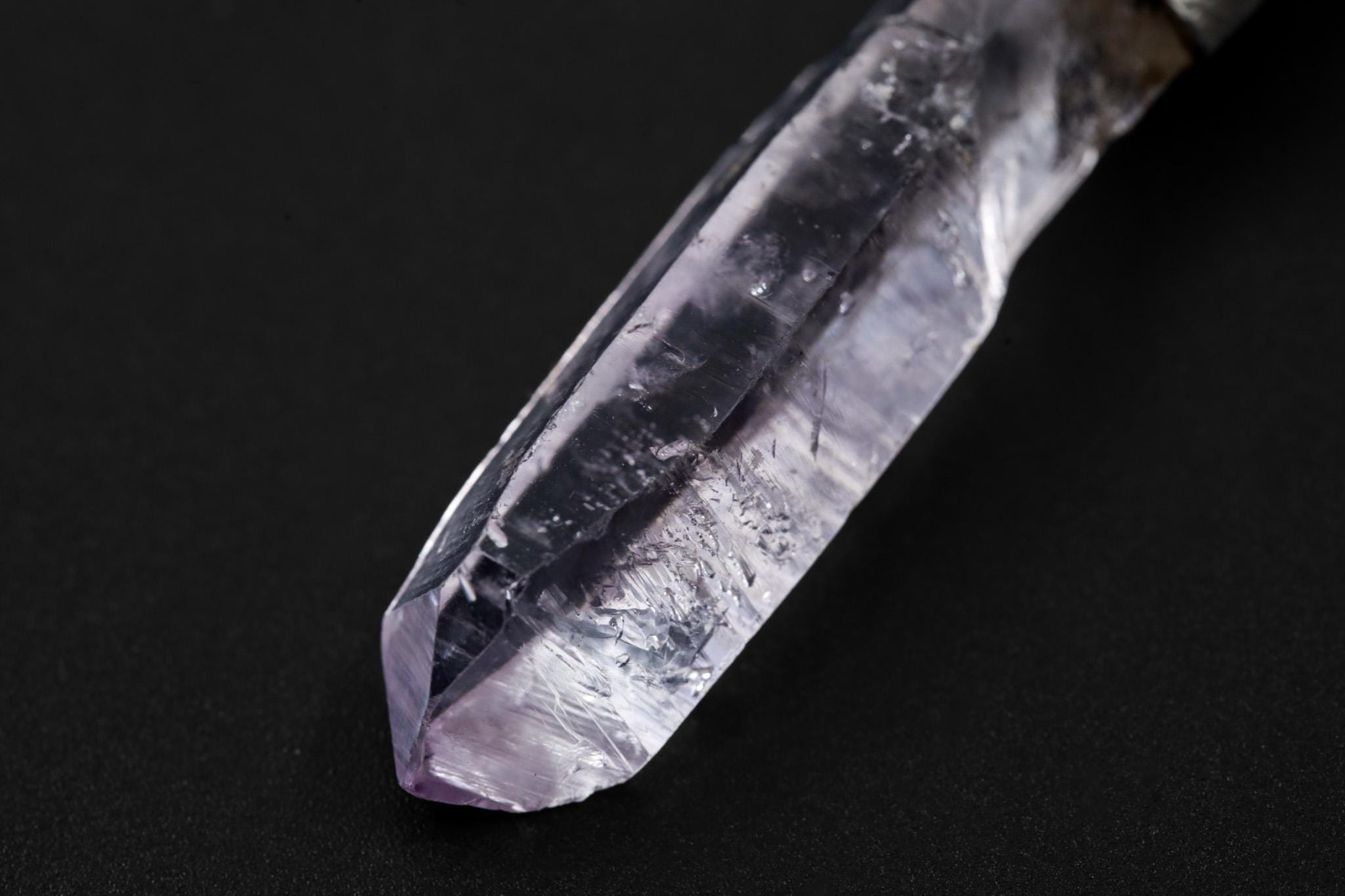 Light Anhydro Lemurian Vera Cruz Amethyst Laser Point Stack Pendant, Organic Textured Sterling Silver, Crown Chakra, Aquarius, Unique Gift