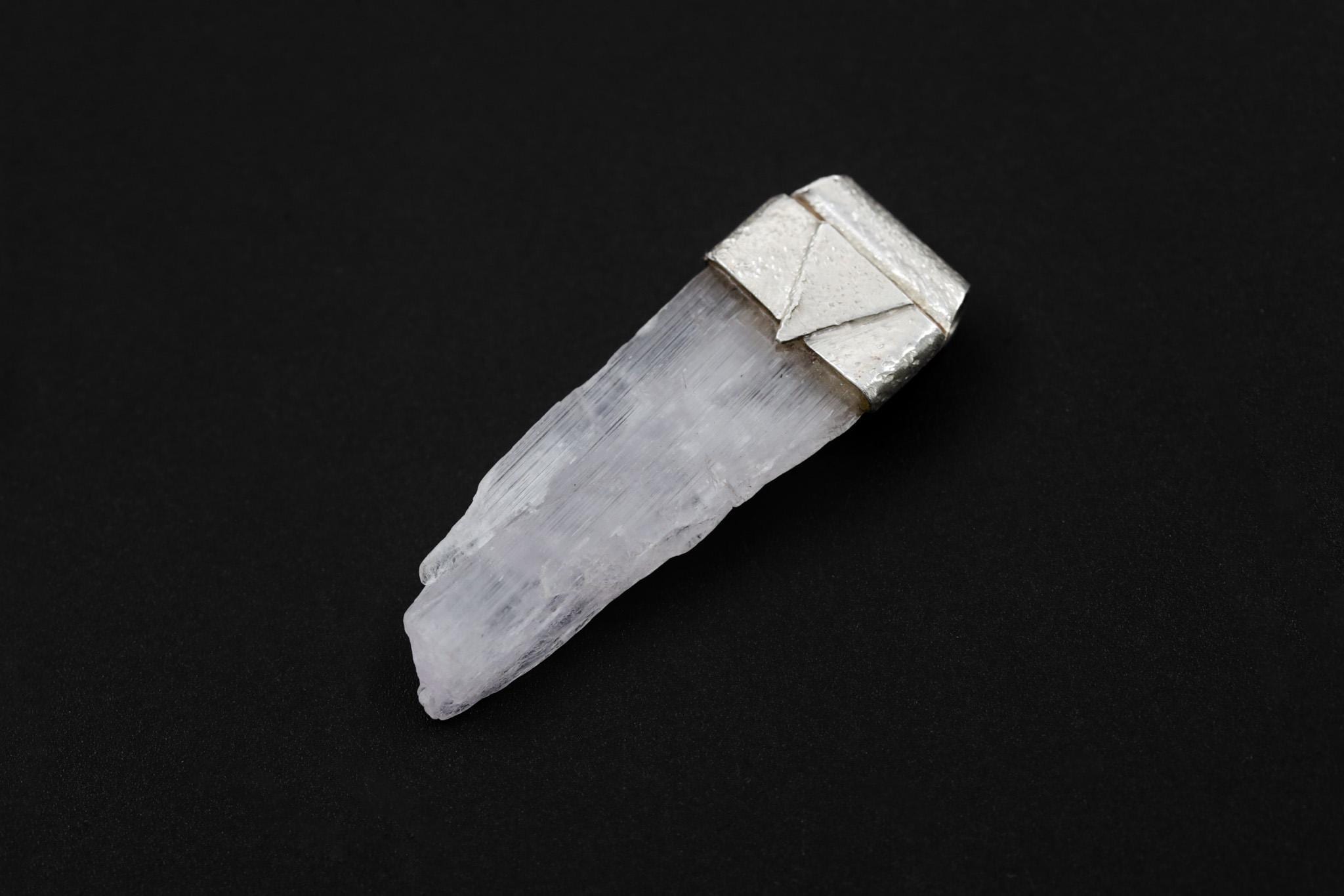 Spodumene Crystal Stack Pendant: Organic Sterling Silver, Spiritual Clarity