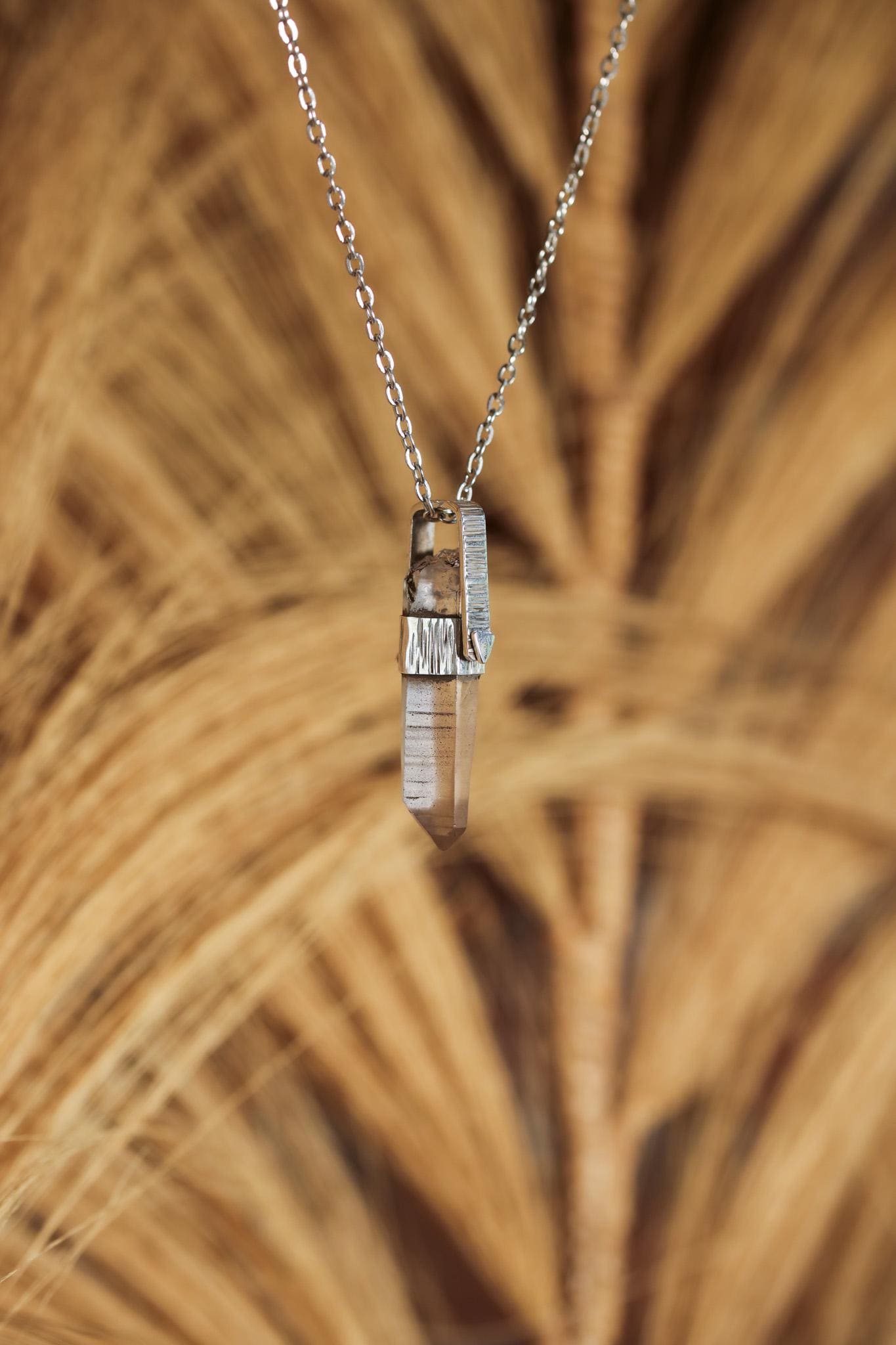 Lemurian Laser Quartz Pendant: Spinning Sterling Silver, Handmade Artisan Jewelry