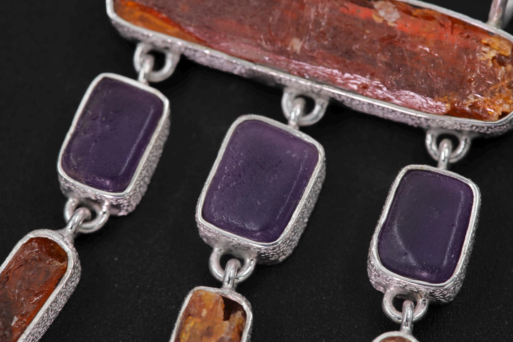 Red Kyanite Amethyst Pendant: 925 Sterling Silver Amulet