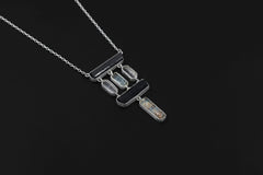 Black tourmaline Wand, Double Terminated Quartz Points, and Aquamarine Stick 925 Silver, High Shine Finish, Energy Protection Gift