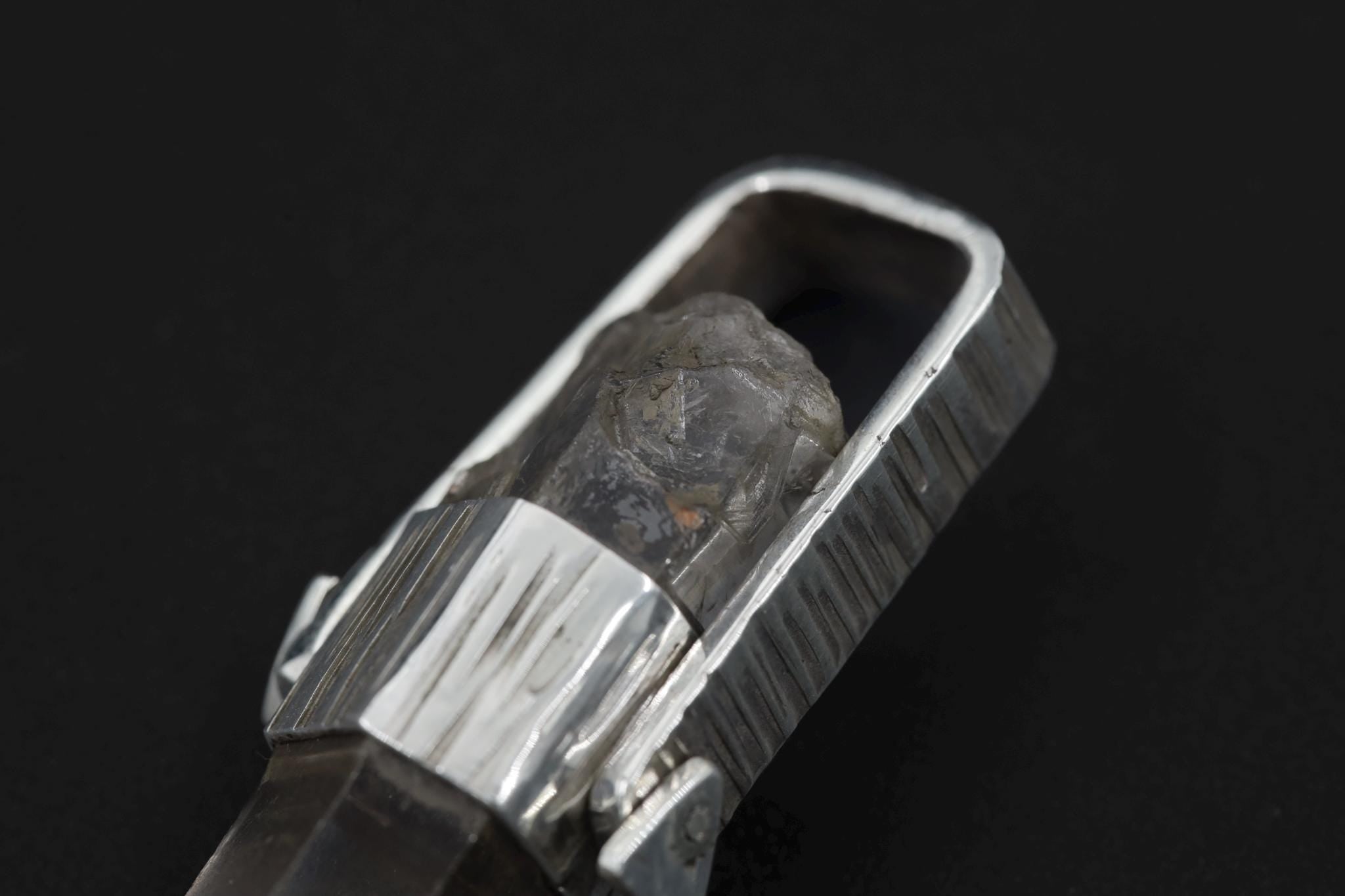 Lemurian Laser Quartz Pendant: Spinning Sterling Silver, Handmade Artisan Jewelry