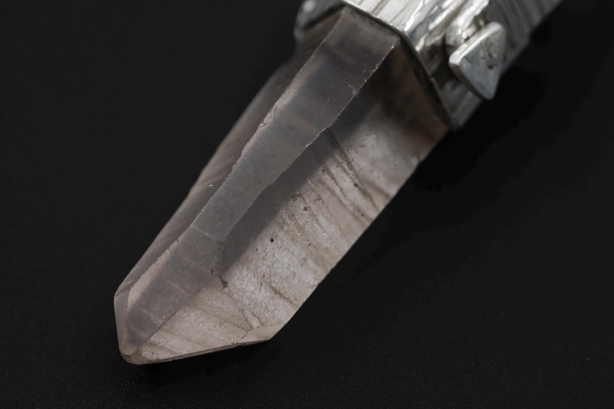 Lemurian Laser Quartz Pendant: Spinning Sterling Silver, Handmade Artisan Jewelry