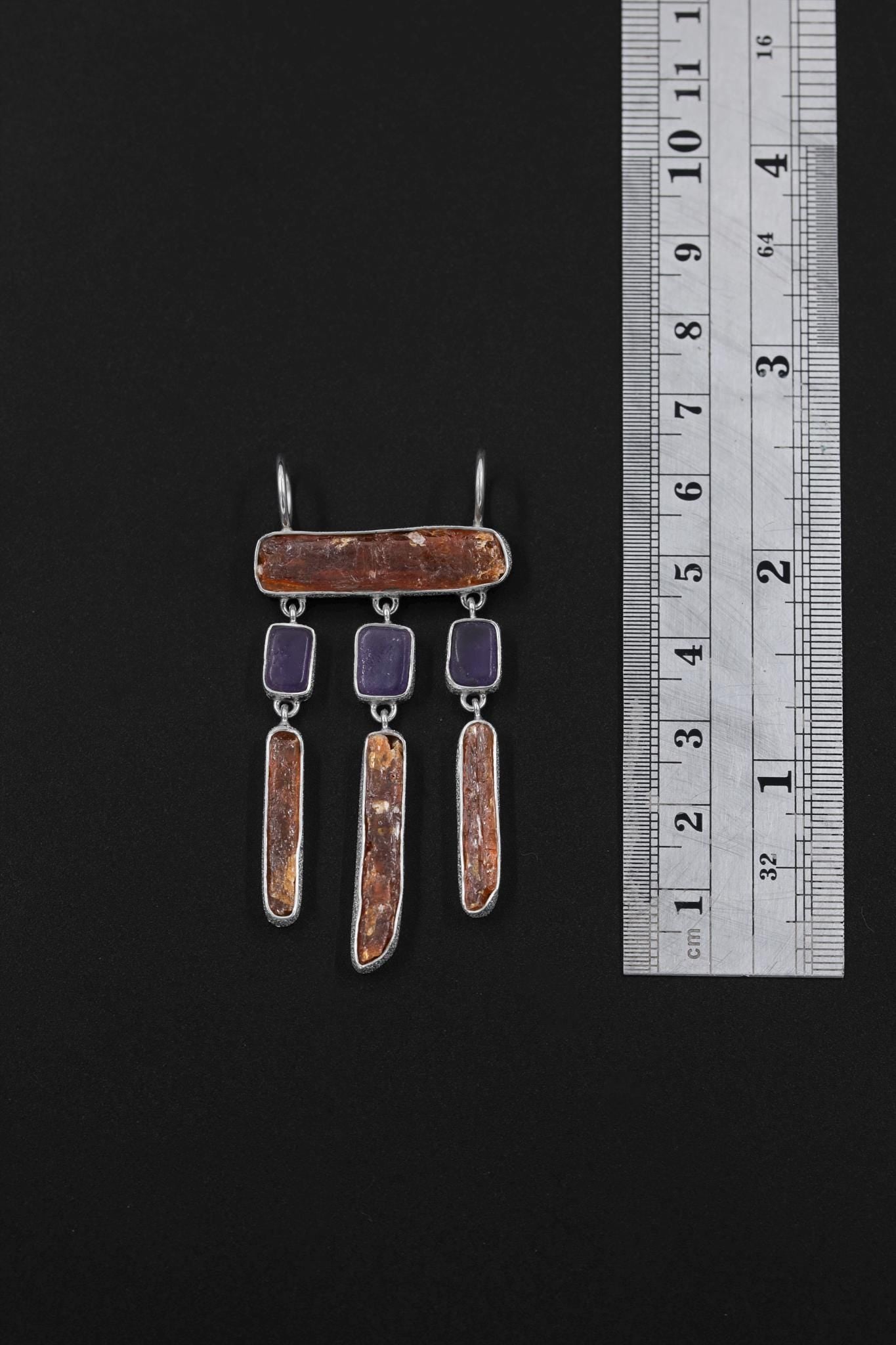 Red Kyanite Amethyst Pendant: 925 Sterling Silver Amulet