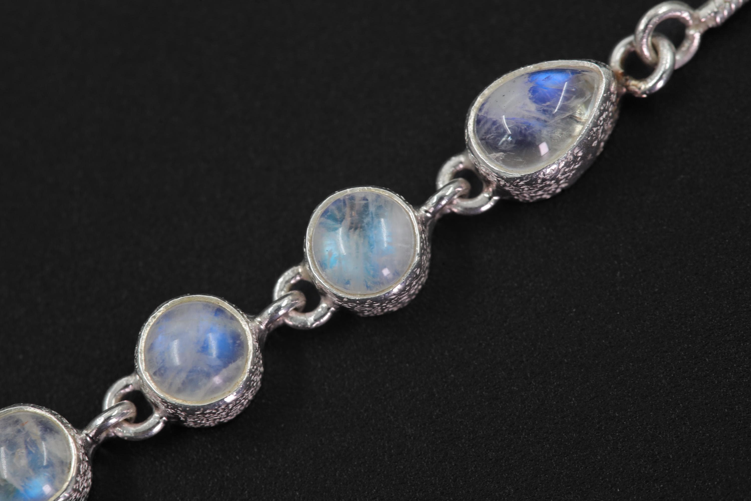 Sleeping Beauty Turquoise Necklace 925 Silver Aquamarine Moonstone Collarbone Talisman Pisces Cancer Gift