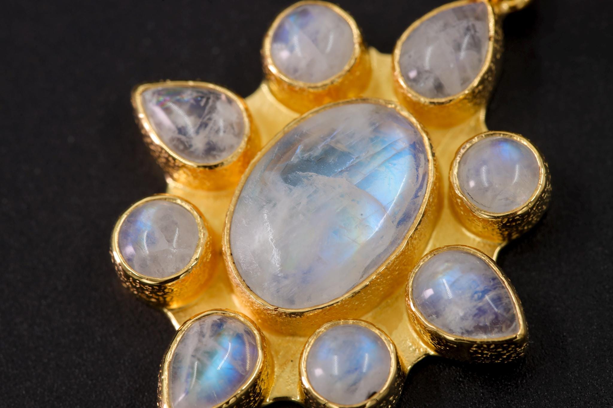 goddess-inspired moonstone jewelry with teardrop accents