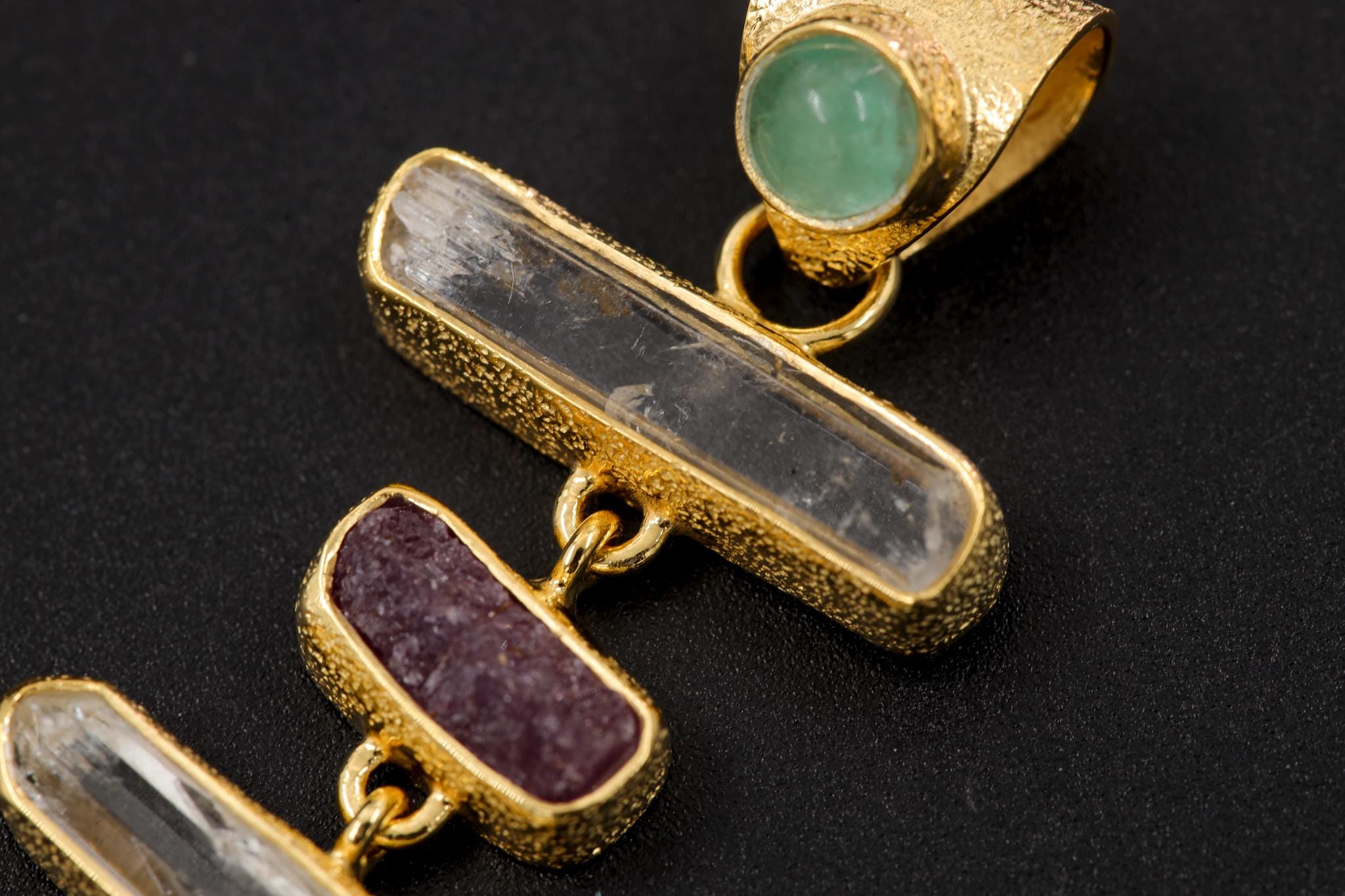 Aquamarine Ruby Petroleum Quartz Pendant, 925 Silver 18k Gold Plated, DT Raw Crystals, Chakra Talisman Jewelry, Gift for Her