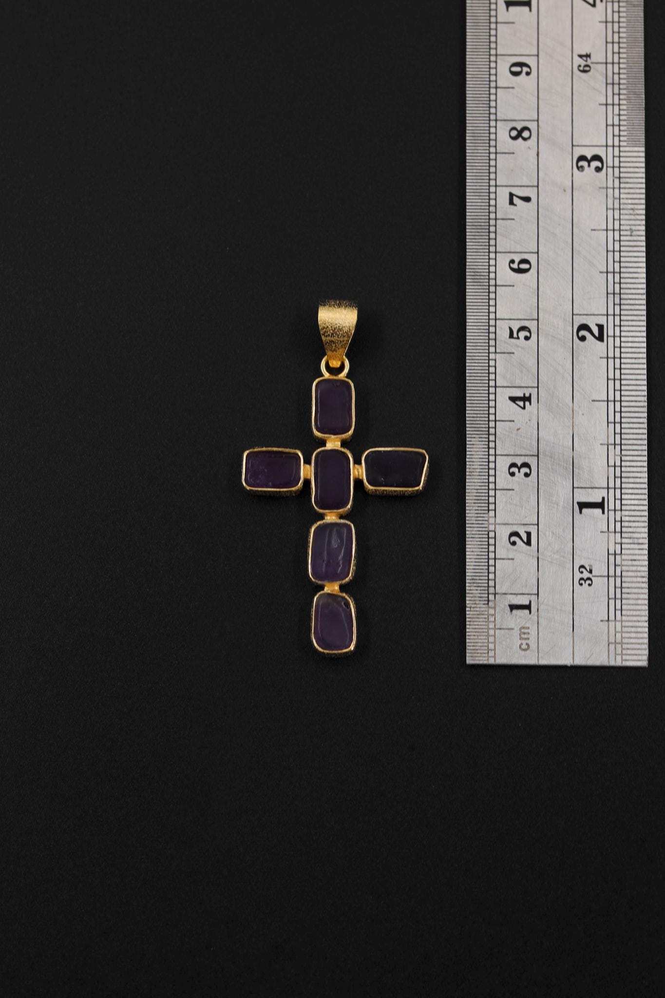 Raw Amethyst Cross Pendant, 18K Gold Plated 925 Silver, Spiritual Necklace
