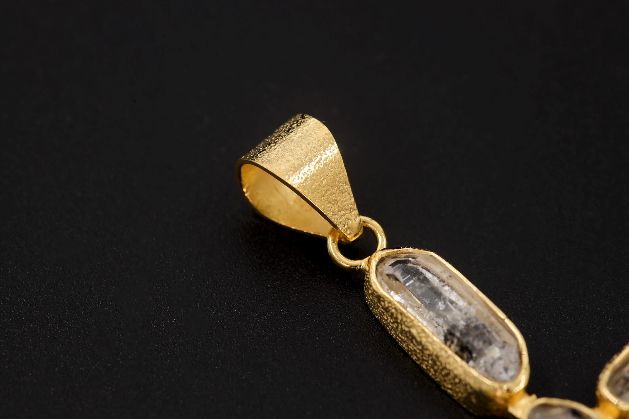 Petroleum Smoky Quartz Cross, 925 Silver, 18K Gold Plated, Raw Crystal Talisman, Spiritual Jewelry, Organic Textured Cross Pendant