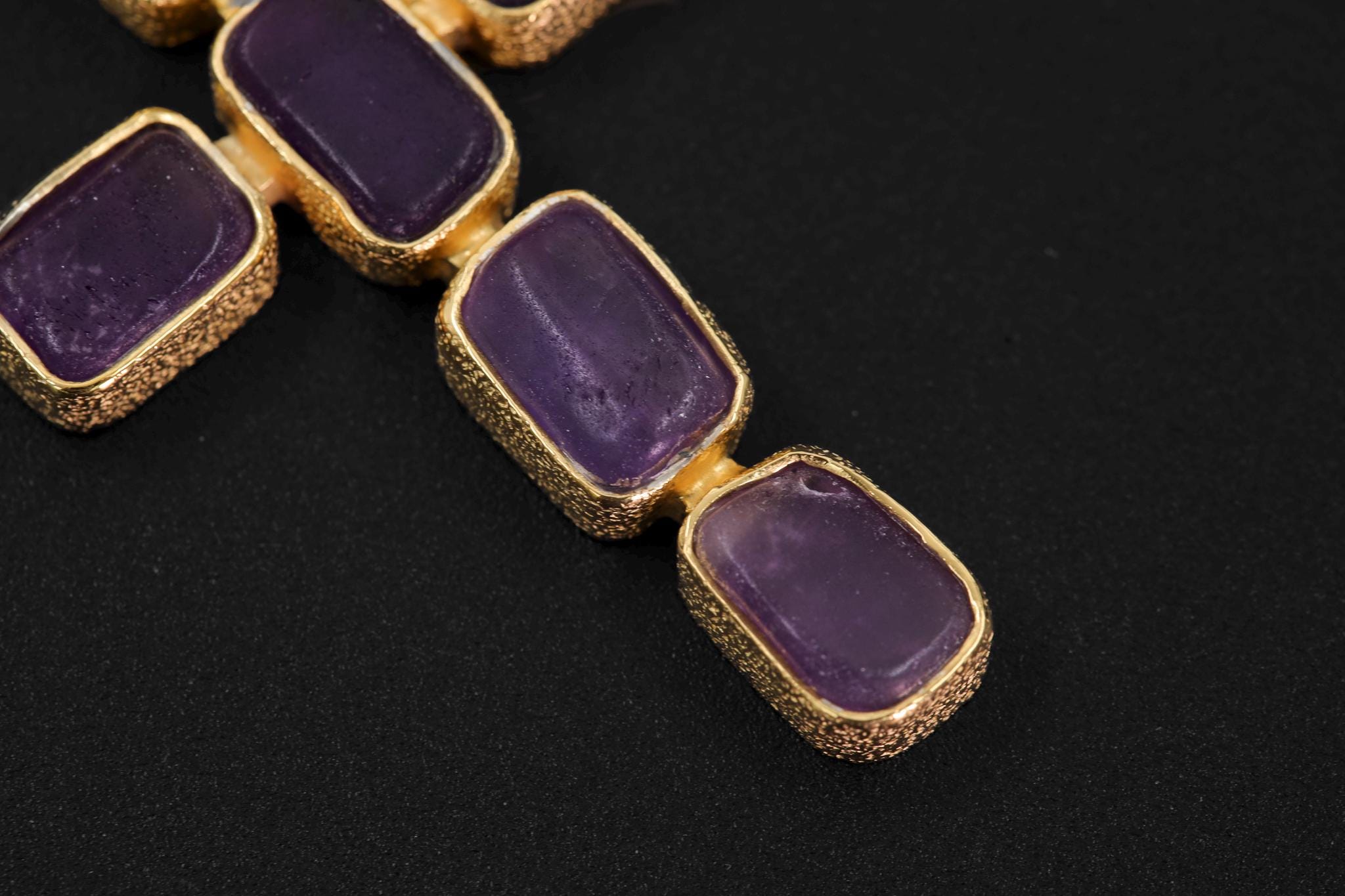 Amethyst Cross Pendant, Raw Square Gemstones, 925 Silver 18K Gold Plated, Spiritual Necklace, Organic Finish, Chakra Healing Gift
