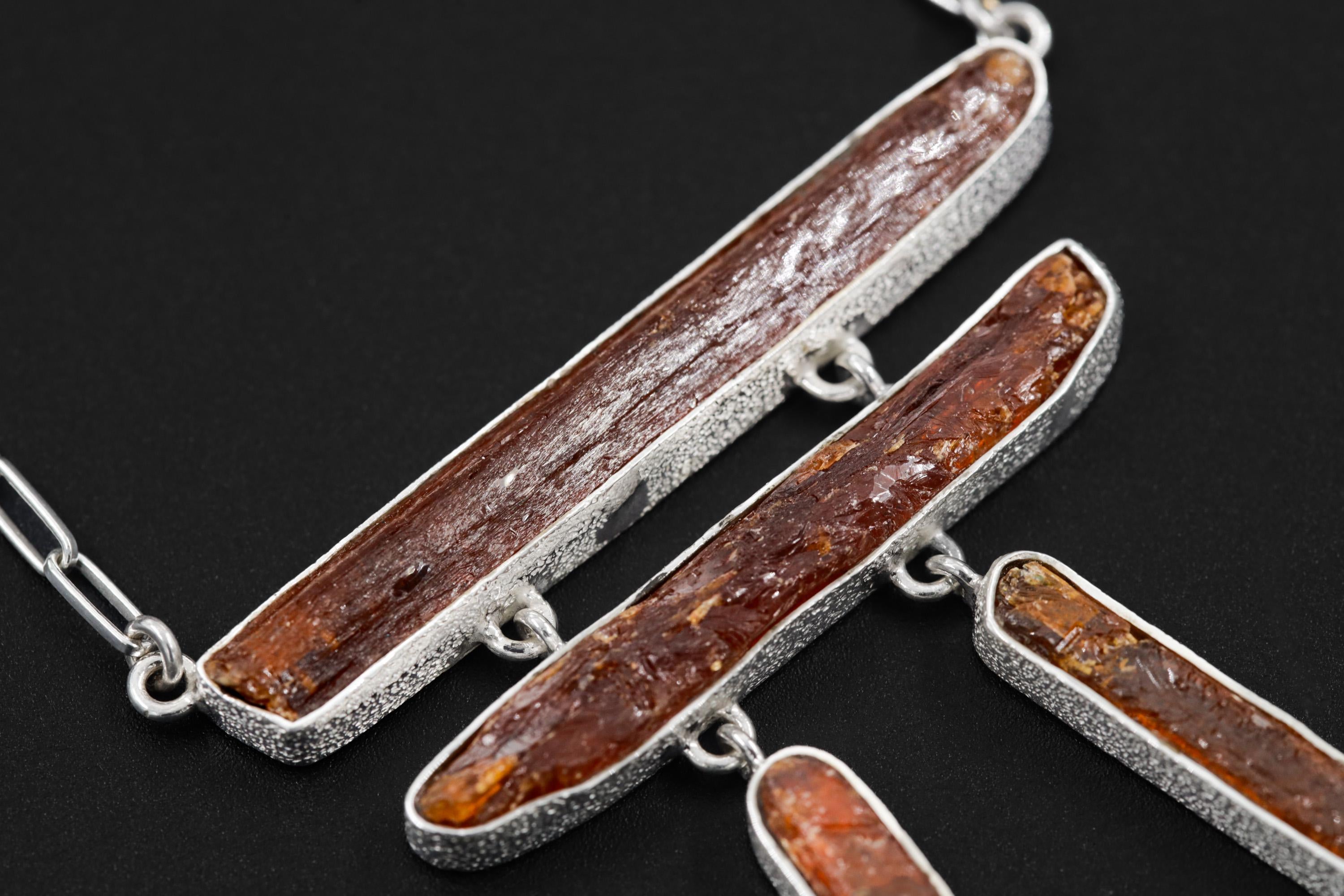 Red Gem Kyanite Sticks With Mica 925 Silver, Boho Raw Crystal Jewelry, Organic Textured Finish, Powerful Stone Pendant, Unique Gift