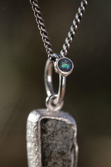 Himalayan Quartz Opal Pendant 925 Sterling Silver High Shine Sand Texture Crown Chakra Crystal Necklace Gift