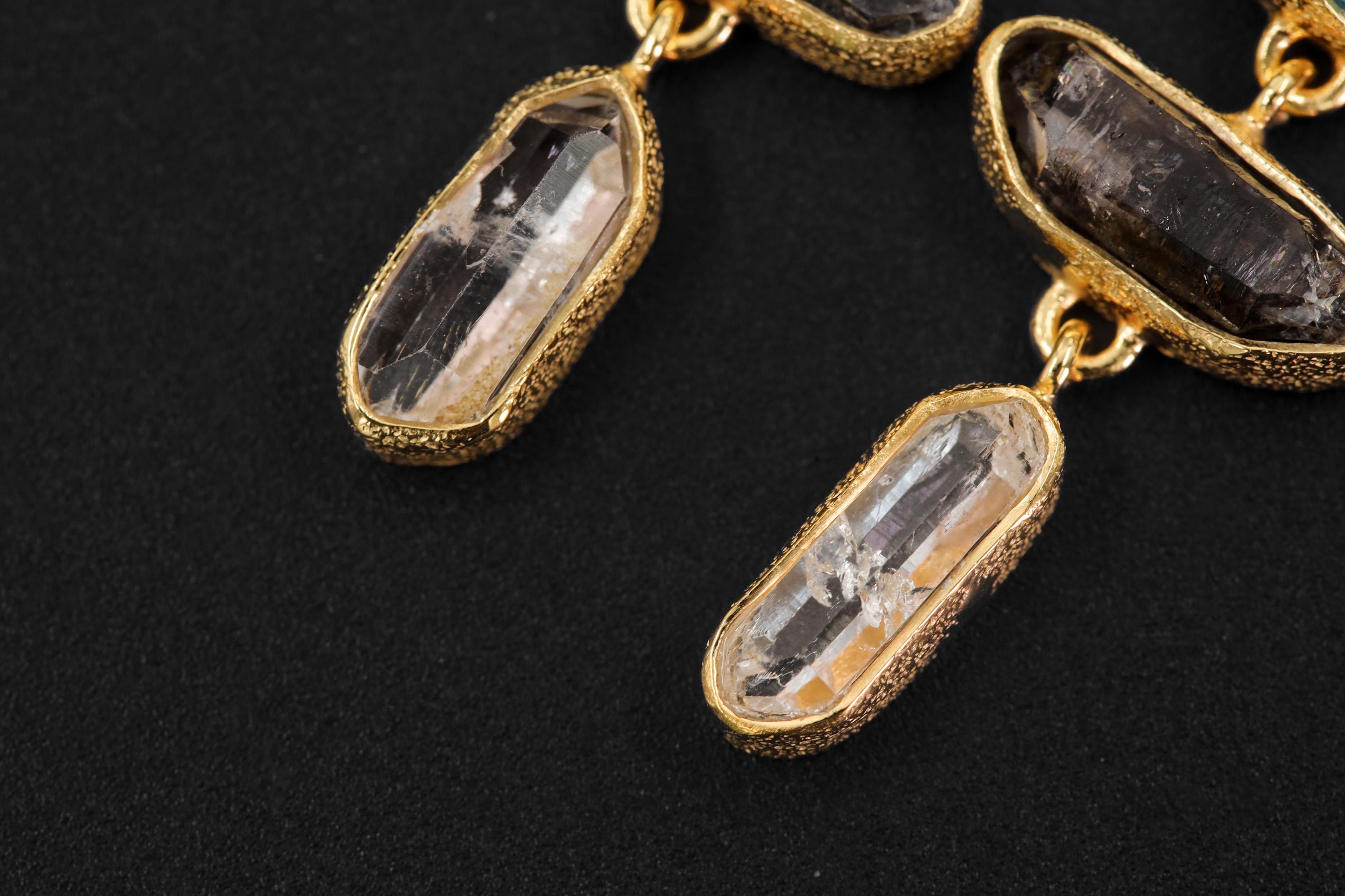Handmade Blue Apatite Petroleum Quartz Earrings, Gold Vermeil Sterling Silver, Boho Statement Jewelry