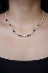 Petroleum Smoky Quartz Moonstone Necklace, 925 Silver, Raw Crystal Collar, High Shine Rolo Chain, Crown Chakra, Mystic Boho Jewelry