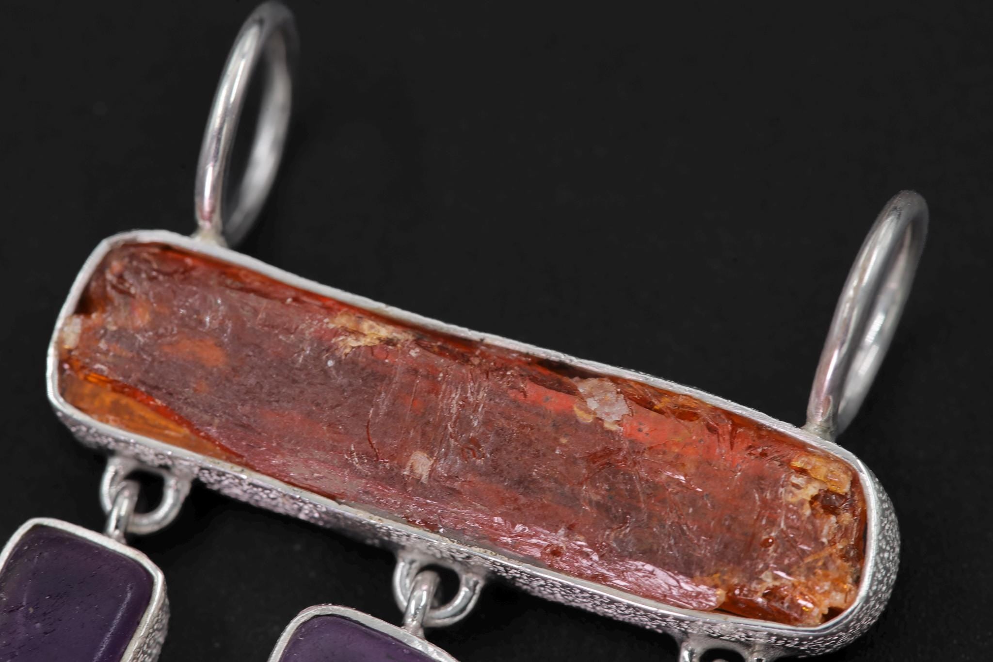Red Kyanite Amethyst Pendant: 925 Sterling Silver Amulet