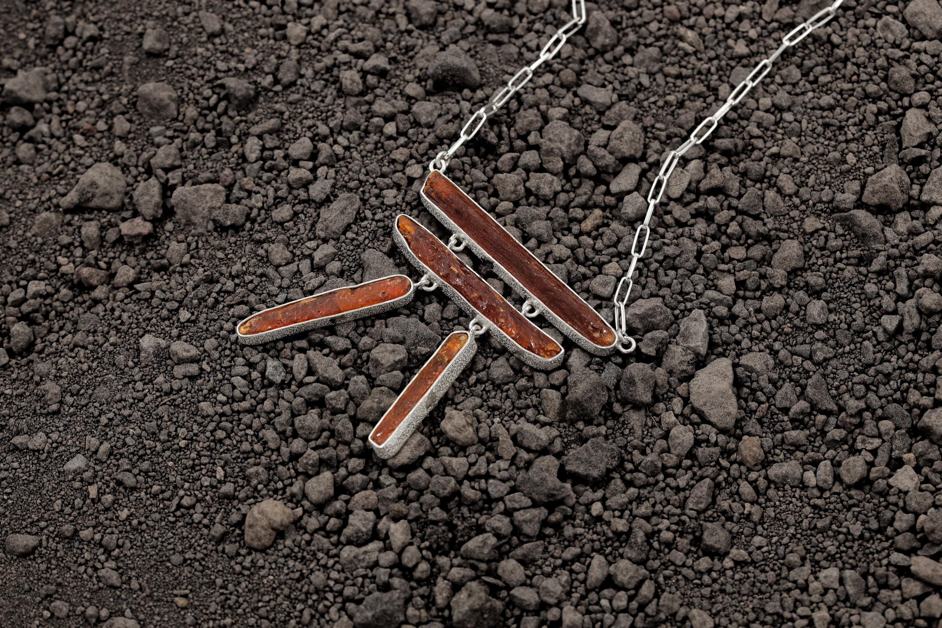 Red Gem Kyanite Sticks With Mica 925 Silver, Boho Raw Crystal Jewelry, Organic Textured Finish, Powerful Stone Pendant, Unique Gift