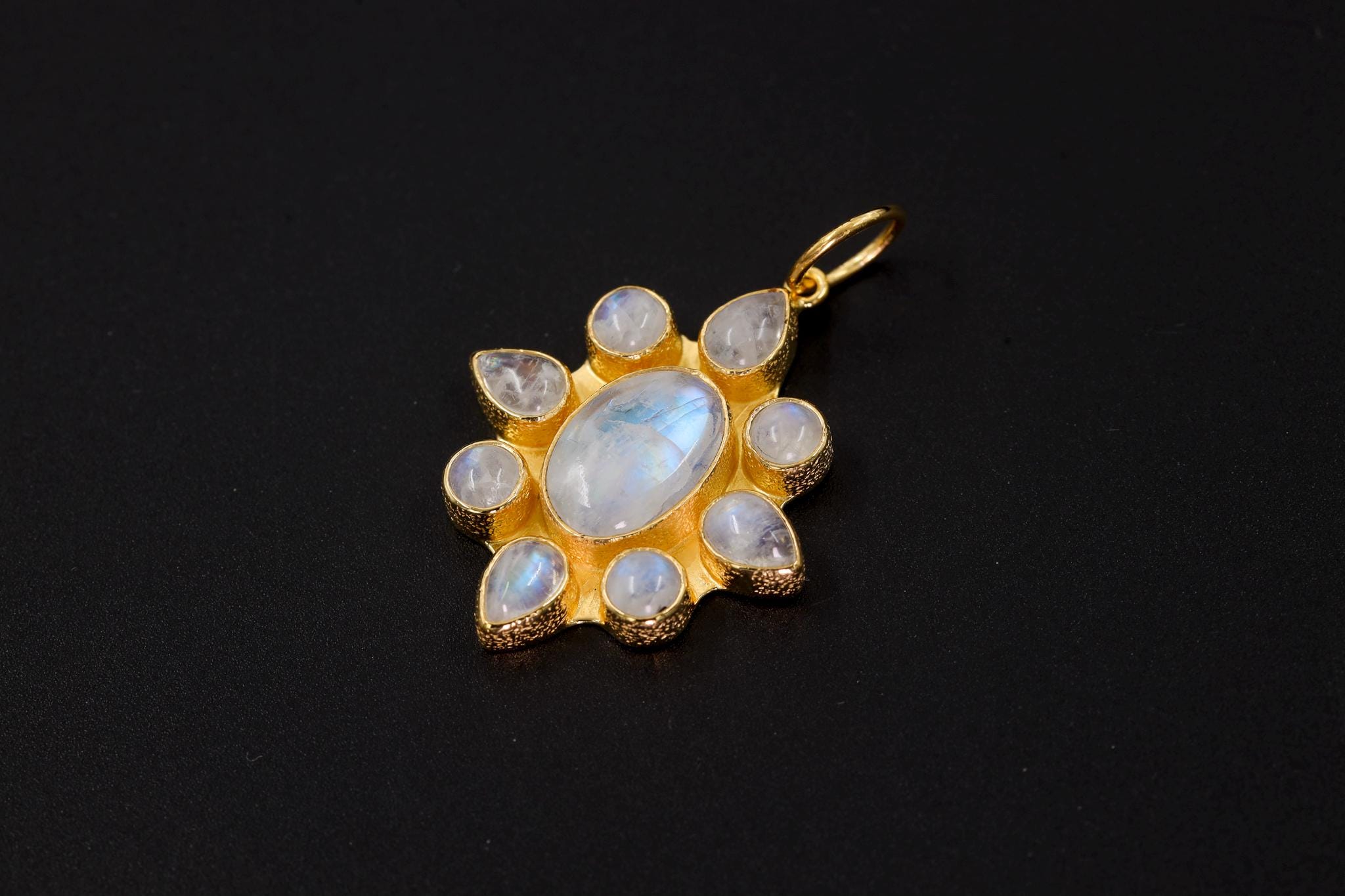 moonstone crown chakra pendant in radiant petal shape