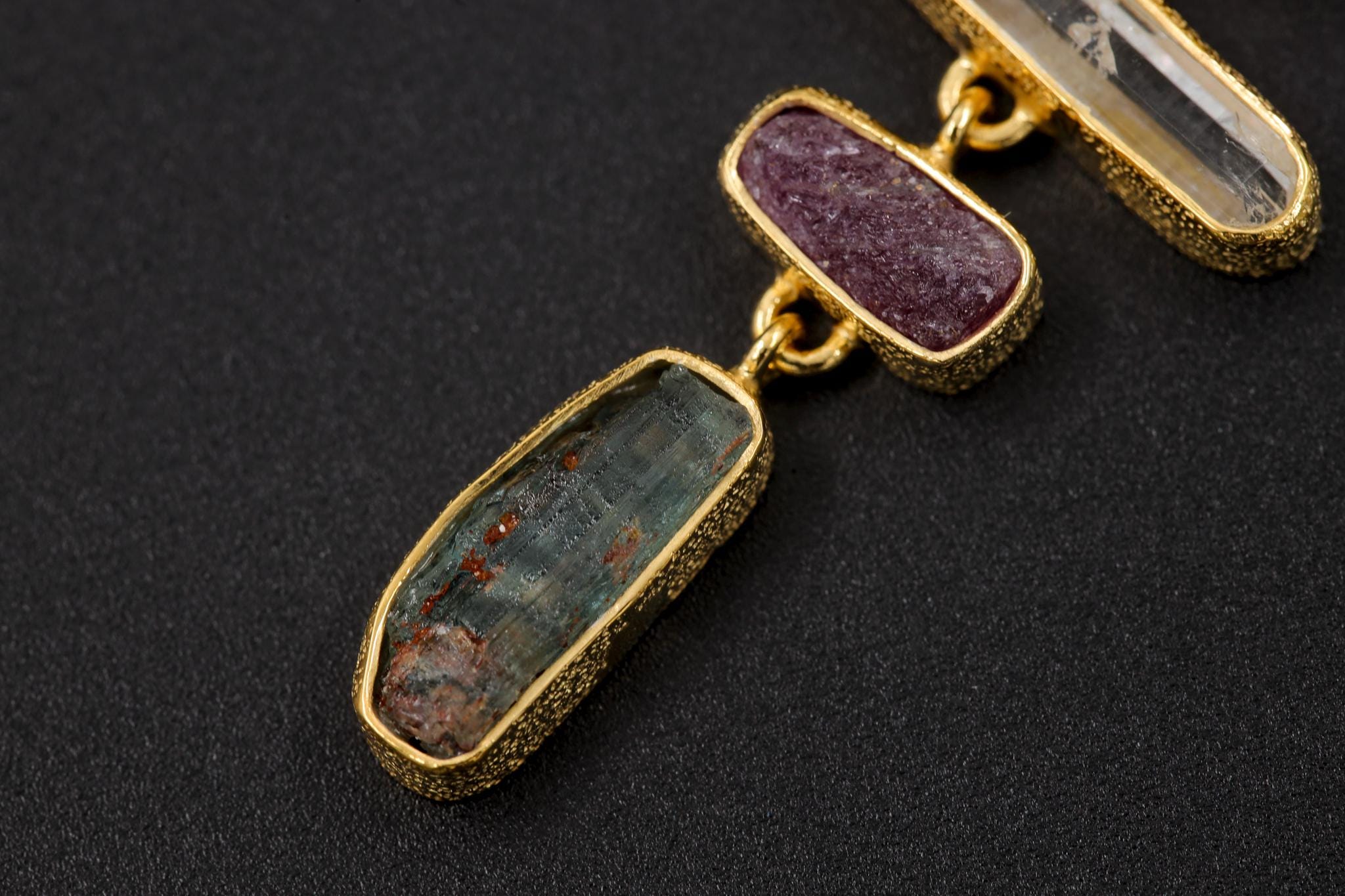 Aquamarine Ruby Petroleum Quartz Pendant, 925 Silver 18k Gold Plated, DT Raw Crystals, Chakra Talisman Jewelry, Gift for Her