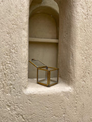 Compact Handcrafted Charm: Small Square Premium Gem Display Box with Gold-Toned Brass - Ideal for Elegant Jewelry Presentation