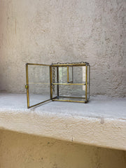 Large Glass Brass Display Box Rectangular Jewelry Case Crystal Shelf Keepsake Cabinet Ring Storage Gift