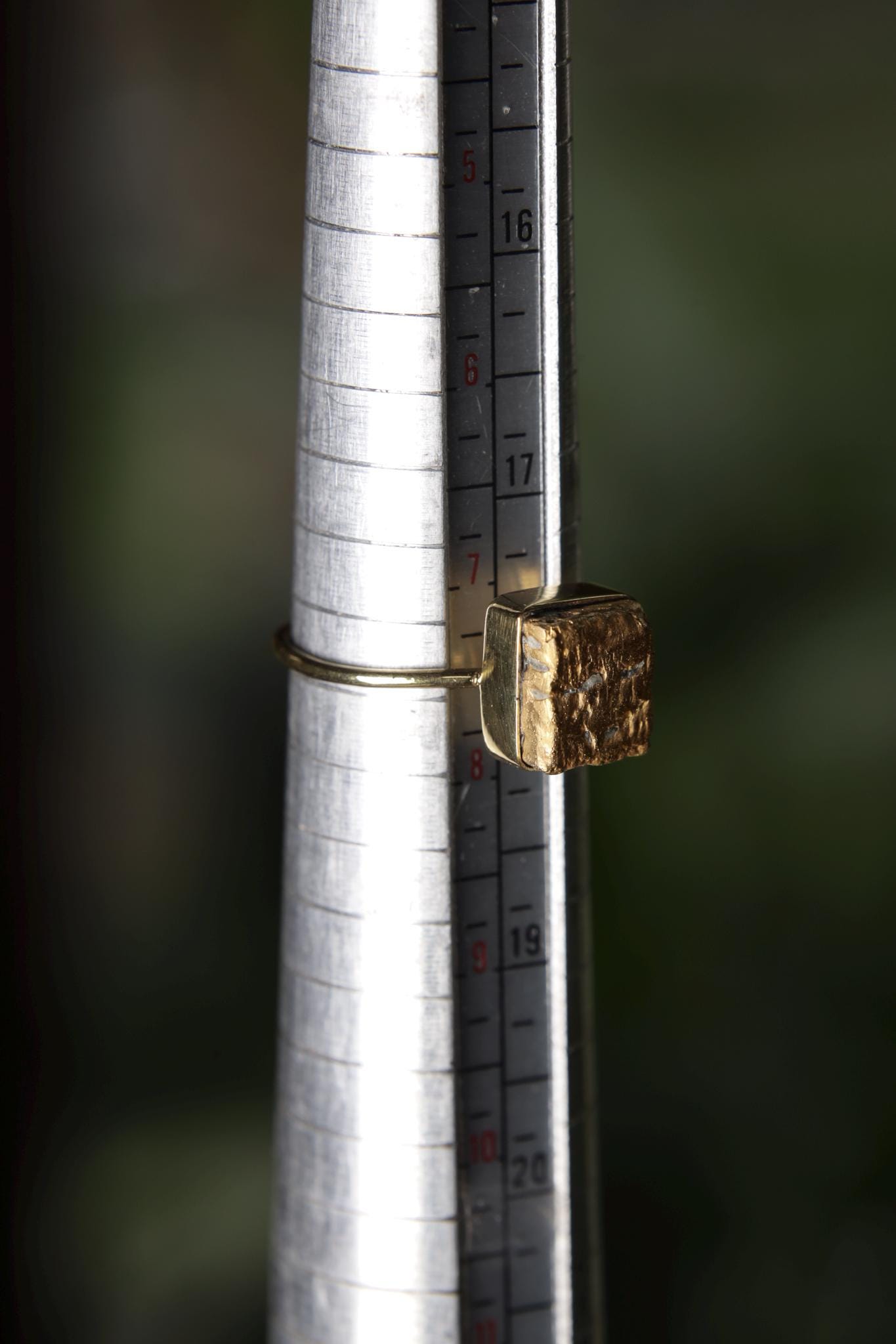 Raw Pyrite Cube Ring, 18k Gold Plated Sterling Silver, Handmade
