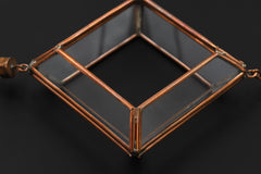 Copper Quartz Hanging Decoration – Geometric Glass Ornament, Raw Crystal Point, Sacred Room Decor