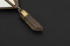 Quartz Reliquary Hanging Decoration, Geometric Mirror Brass Ornament, Raw Crystal Point, Sacred Home Decor, Boho Wall Hanging