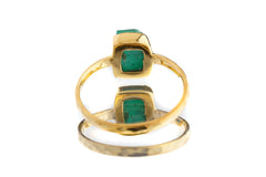 Raw Emerald Ring Gold Plated Sterling Silver, Rough Australian Emerald Crystal, Stack Ring Size 5 US, Heart Chakra May Birthstone Gift