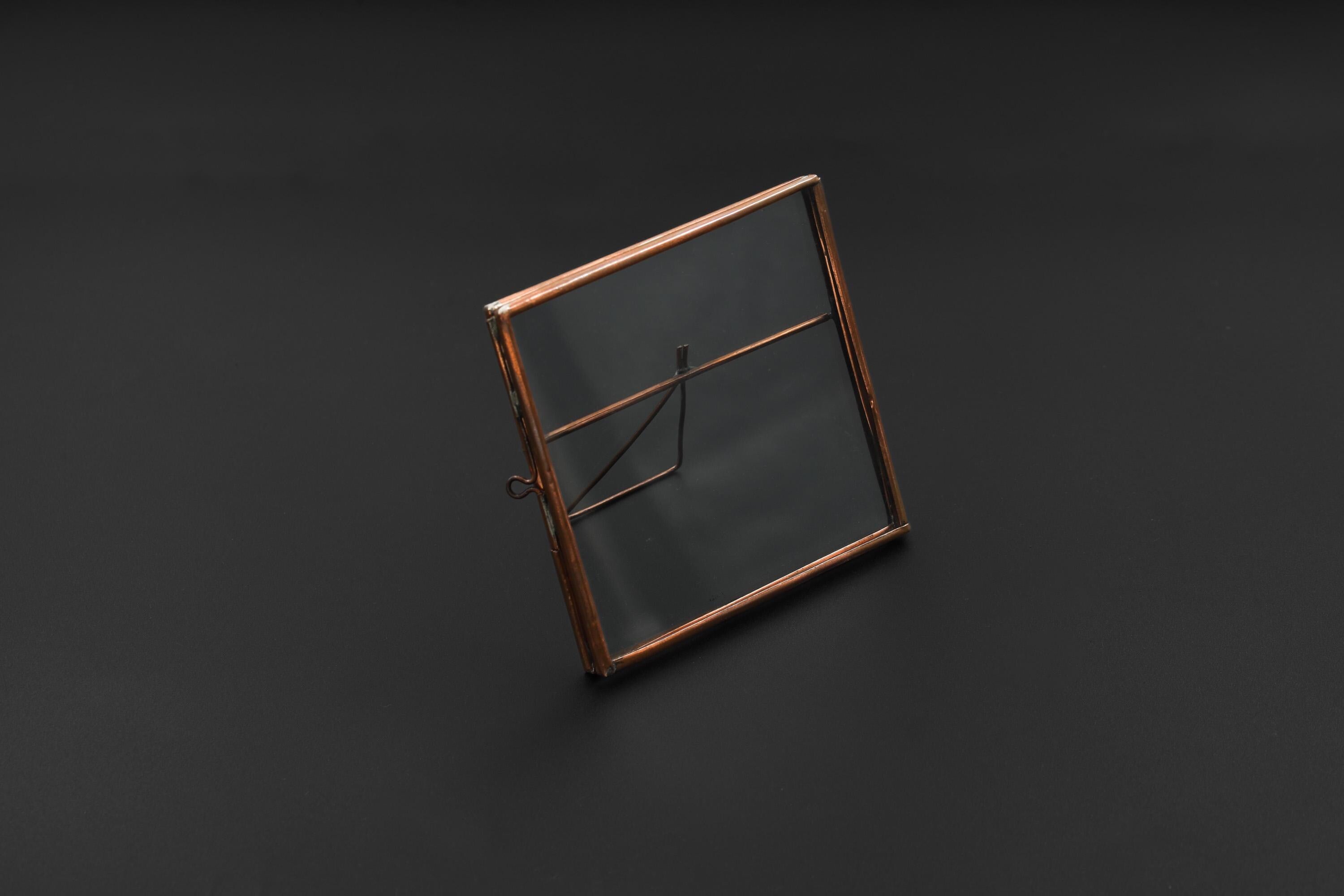 Copper Glass Photo Frame, Handmade Square Picture Frame, Small Tabletop Display, Pressed Flower Keepsake Gift