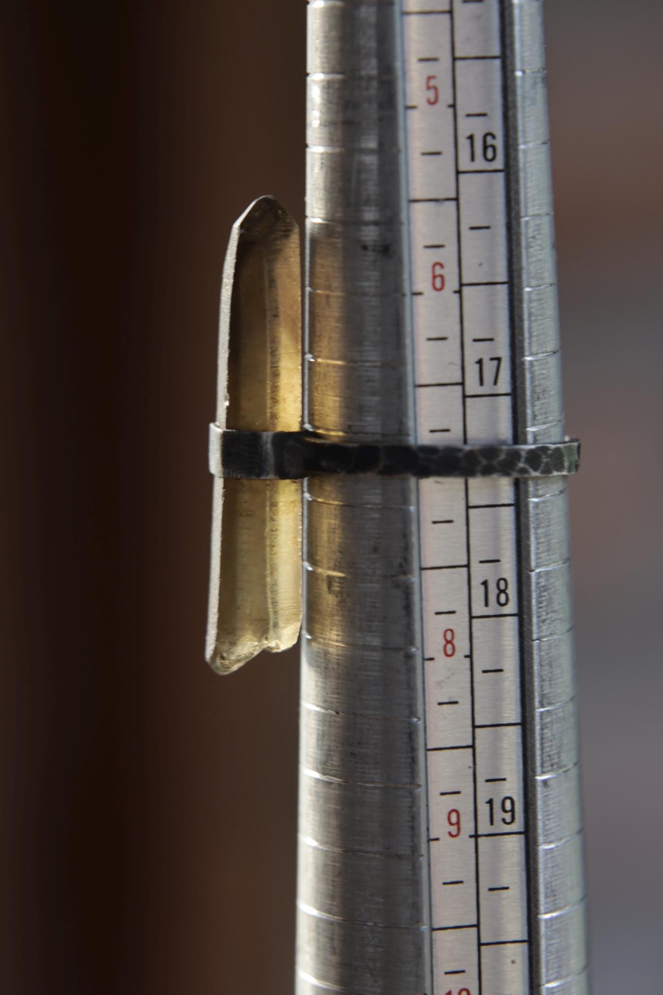 Smoky Citrine sterling silver ring shown on a mandrel for size reference, listed as US size 6.5.