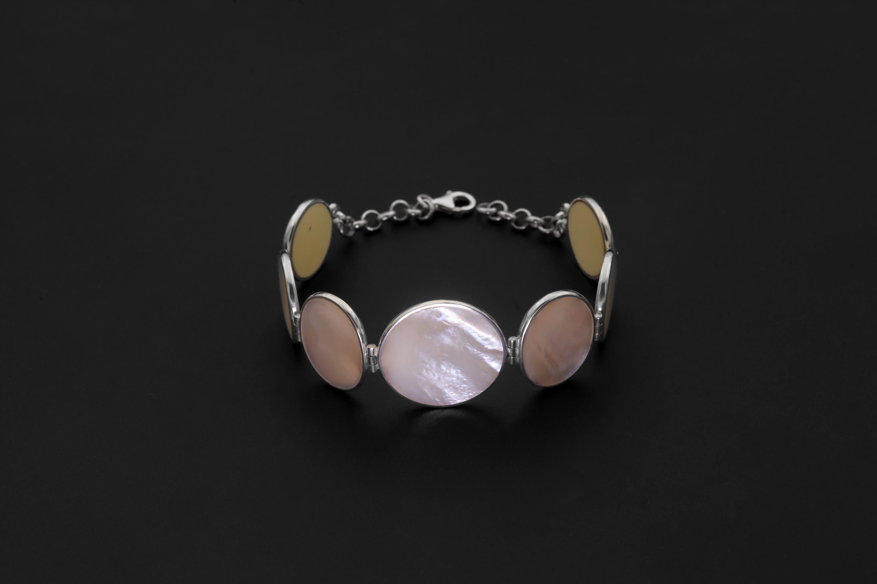Mother of Pearl Adjustable Bracelet Sterling Silver 925, Gemstone Jewelry, Ocean Energy, Heart Chakra Healing Gift for Her