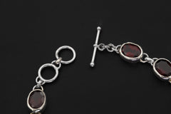 Faceted Garnet Sterling Silver Bracelet, Handmade Gemstone Jewelry