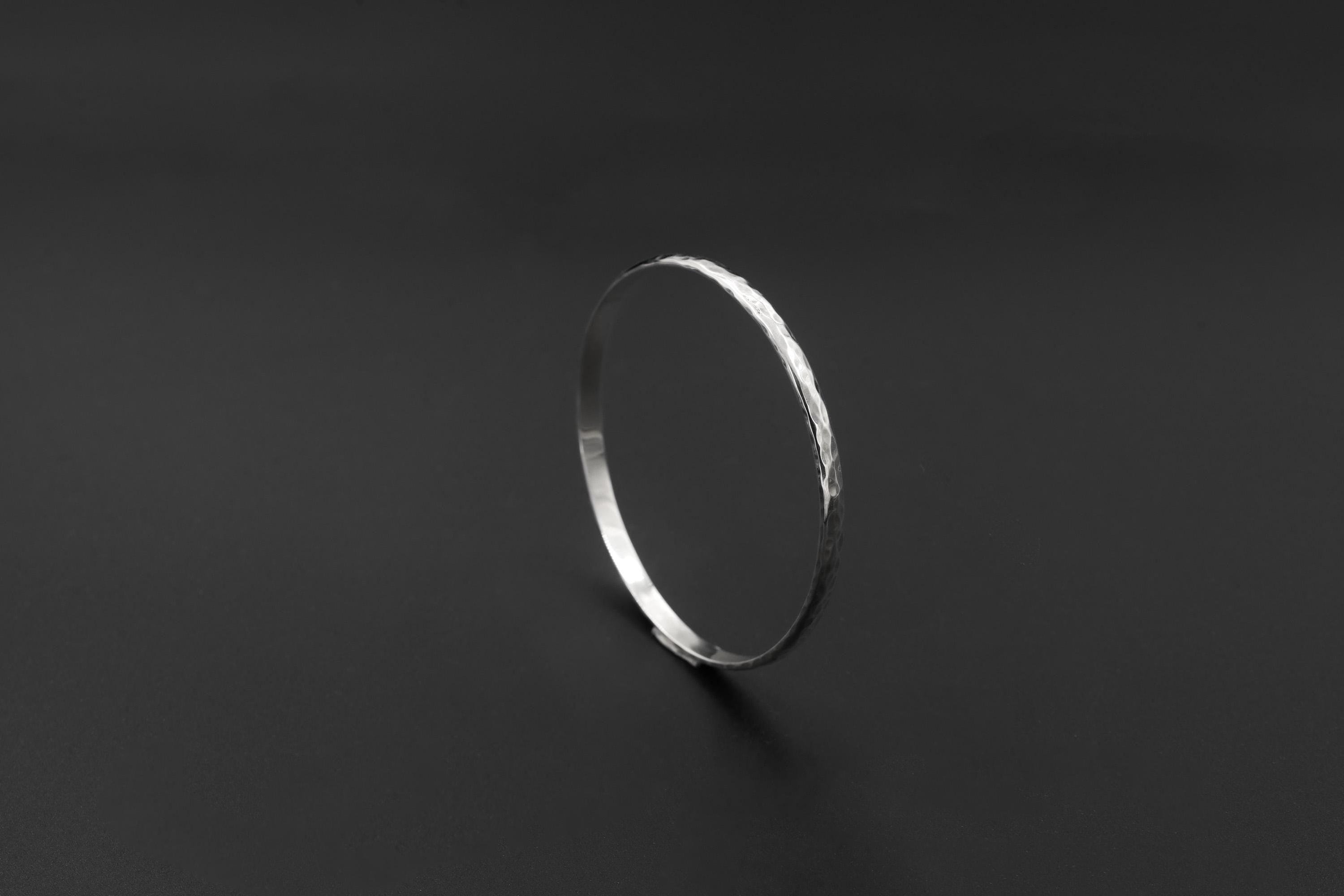 Hammered Sterling Silver Bangle, Minimalist Unisex Jewelry, High Shine Finish