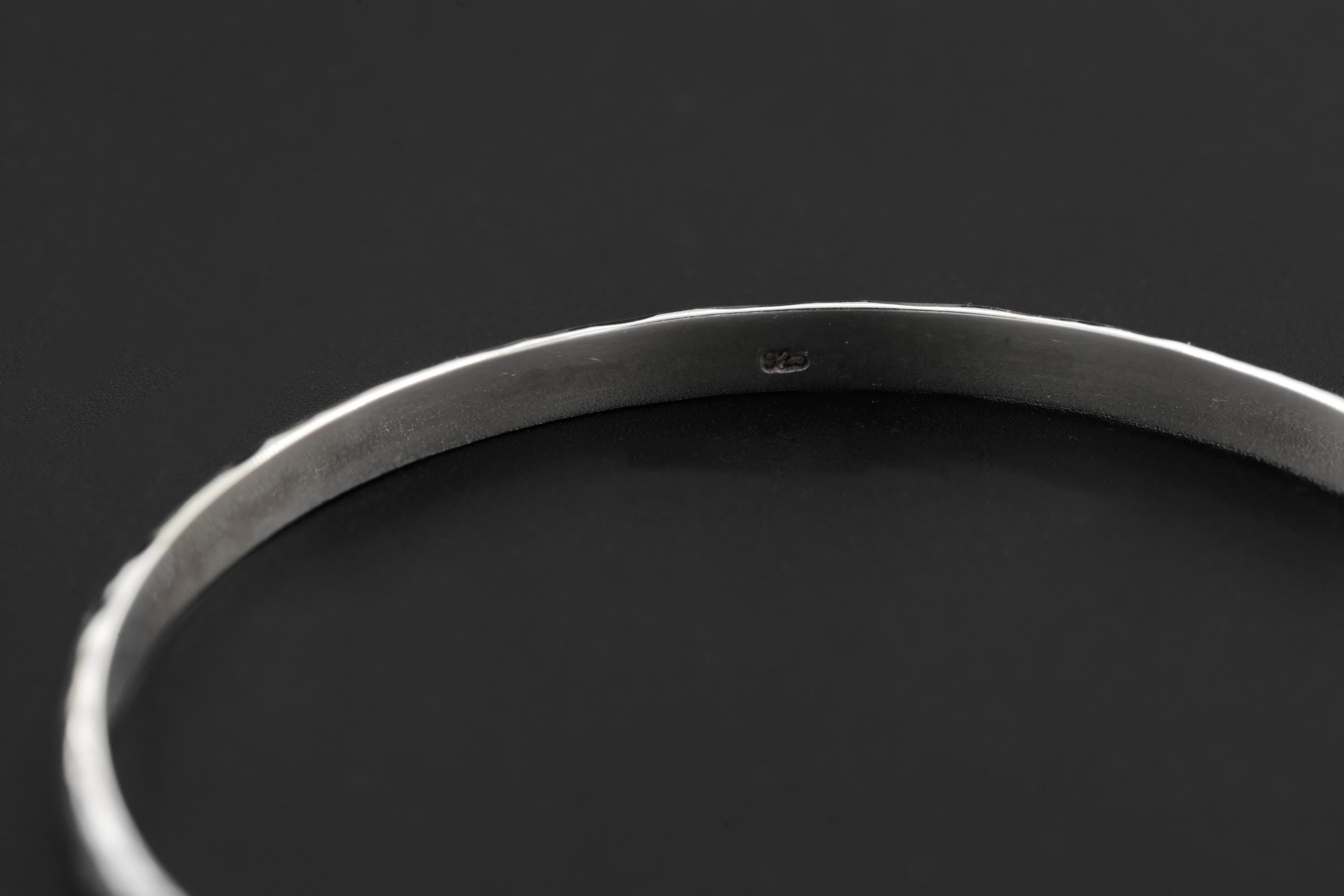 Hammered Sterling Silver Bangle, Minimalist Unisex Jewelry, High Shine Finish